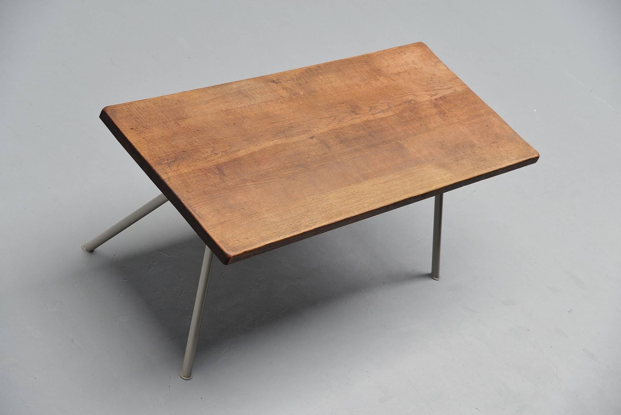 Cold-Painted Industrial Dining Table Prouve Perriand Style, France, 1960