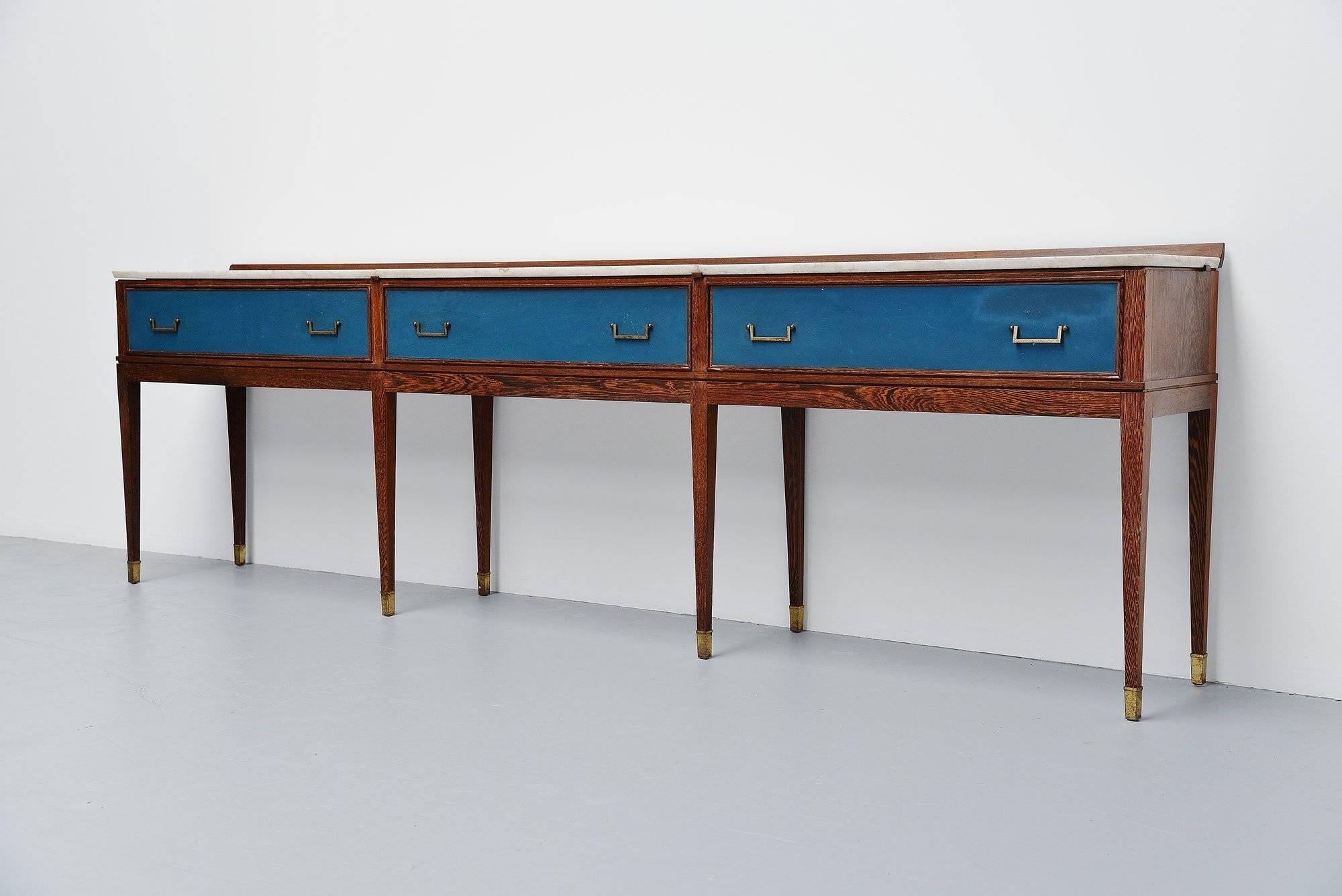 Painted Long Italian Art Deco Drawer Console, Italy, 1940