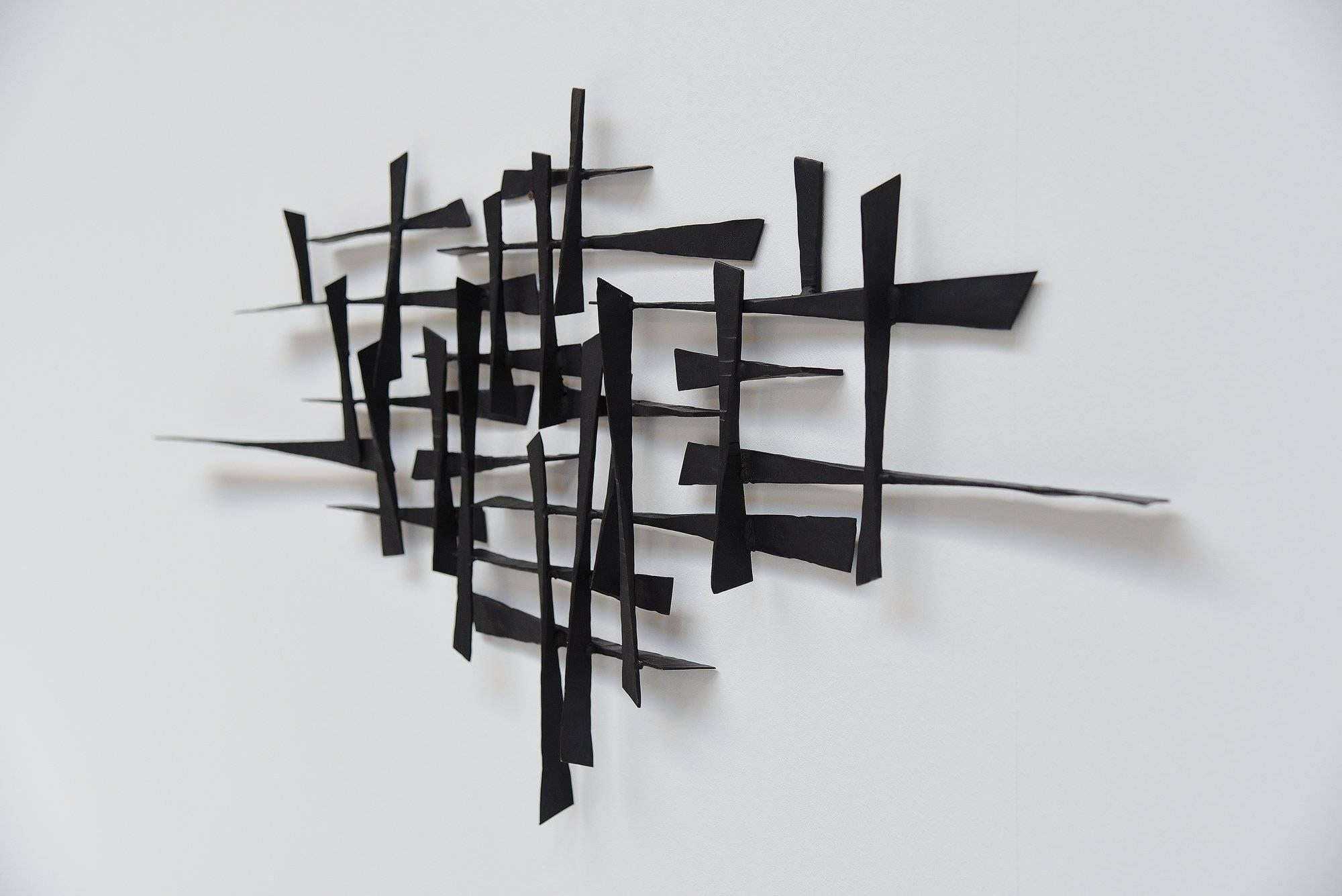 Painted Brutalist Wall Sculpture Lacquered Iron, Belgium, 1970