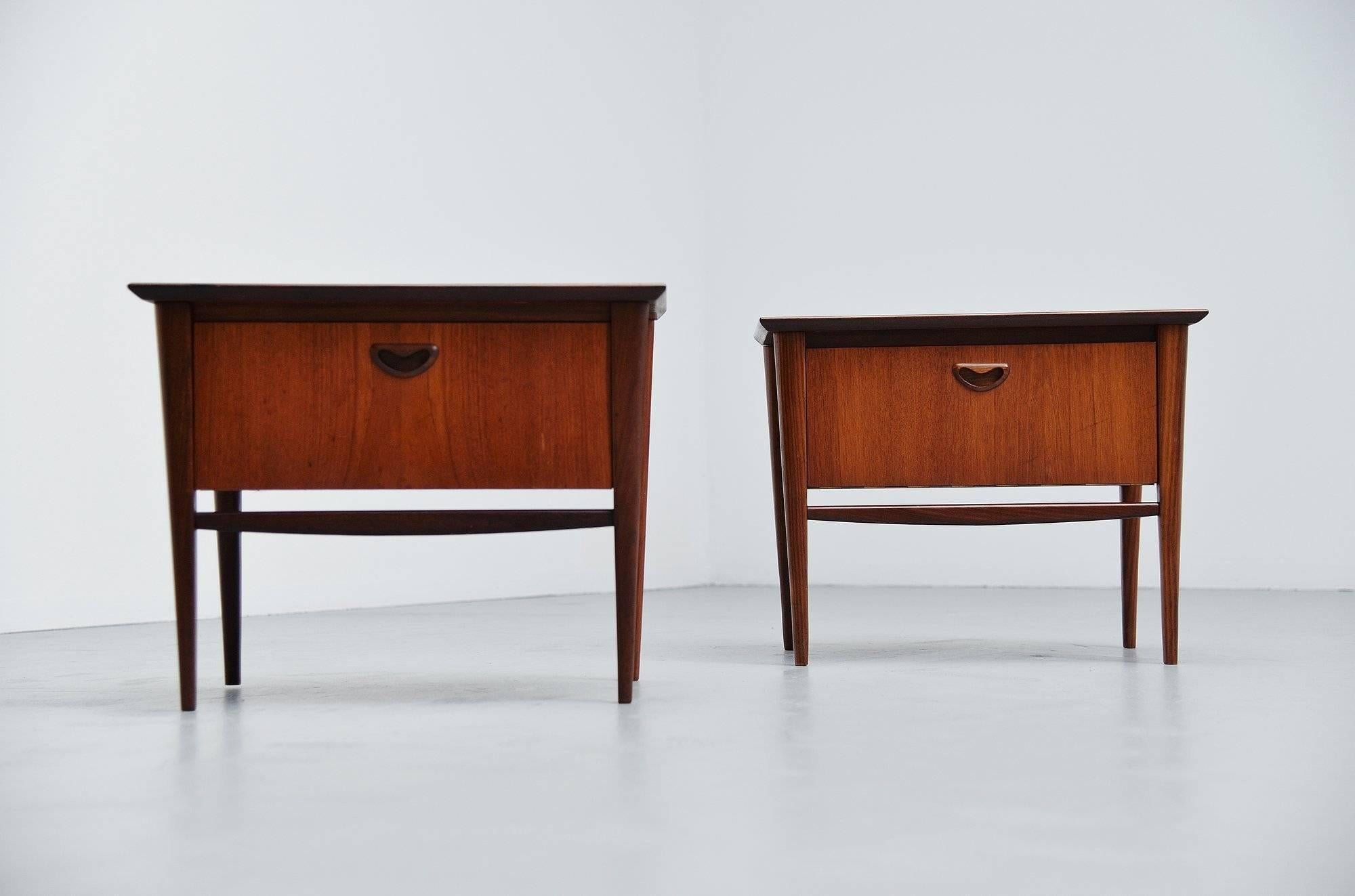 Teak Webe Night Cabinets Louis Van Teeffelen, Holland, 1960