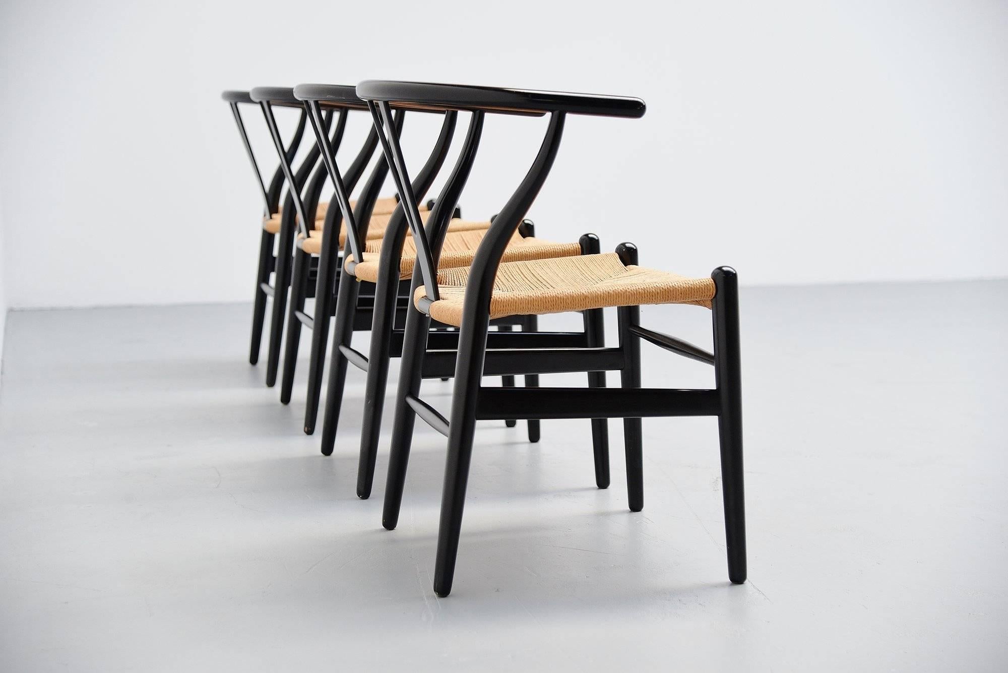 Scandinavian Modern Hans Wegner Wishbone Chairs Carl Hansen, Denmark, 1949