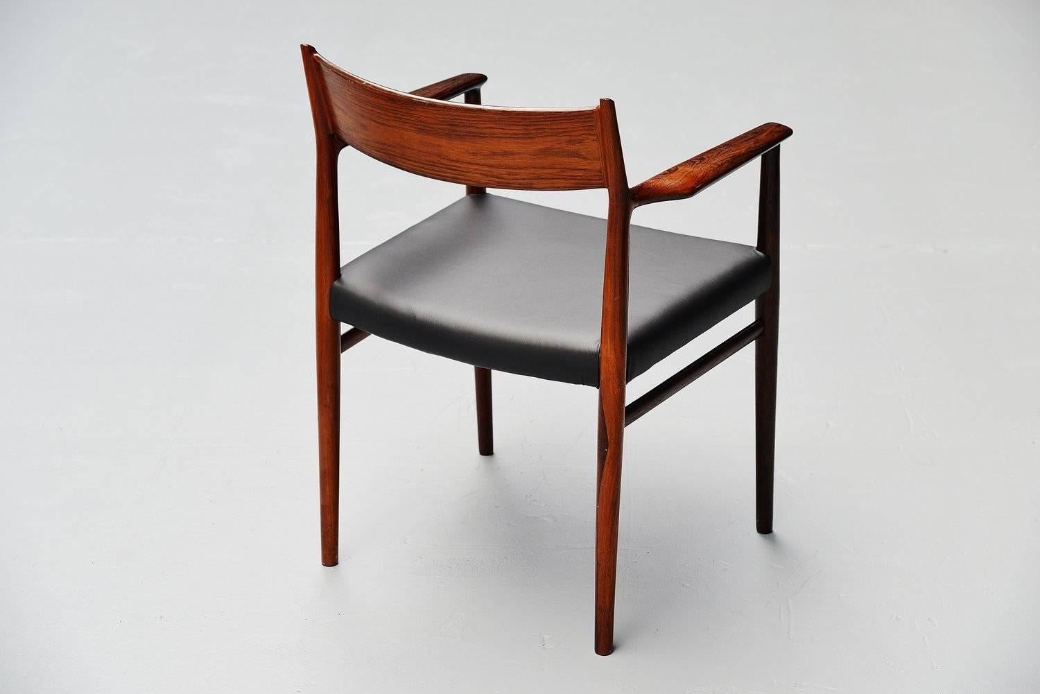 Leather Arne Vodder Armchairs in Rosewood for Sibast Mobler, 1965