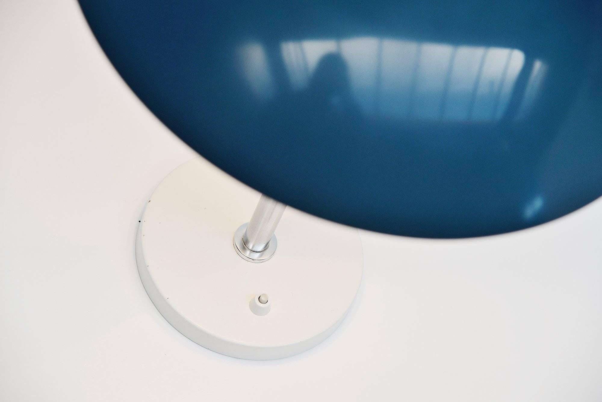 Dutch Wim Rietveld Mushroom Table Blue Lamp, Gispen, 1950