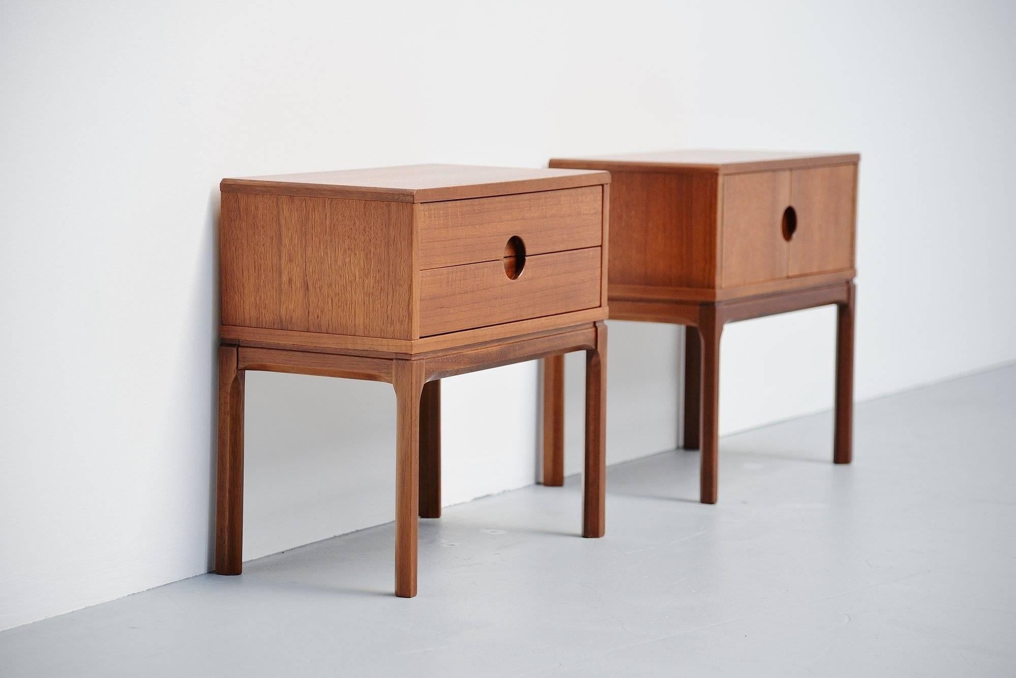 Scandinavian Modern Aksel Kjersgaard Night Cabinets for Odder, Denmark, 1955