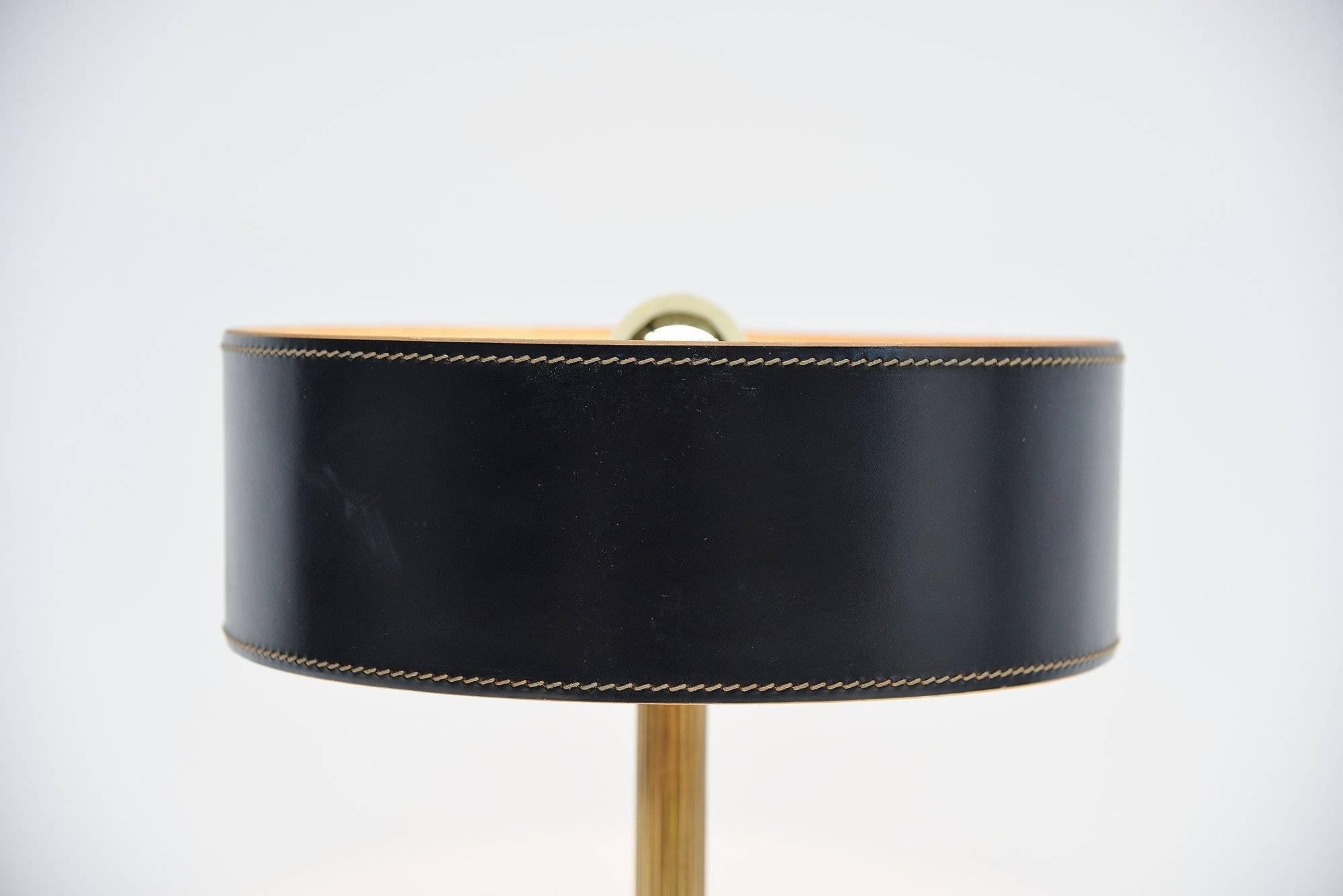 Mid-Century Modern Jacques Adnet Leather-Clad Lamp, France, 1960