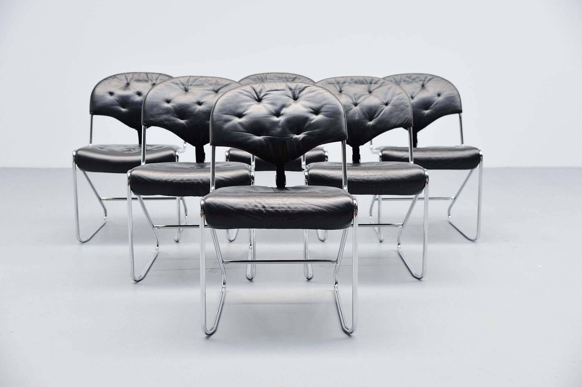 Plated Sam Larsson DUX Dining Chairs, Sweden, 1960
