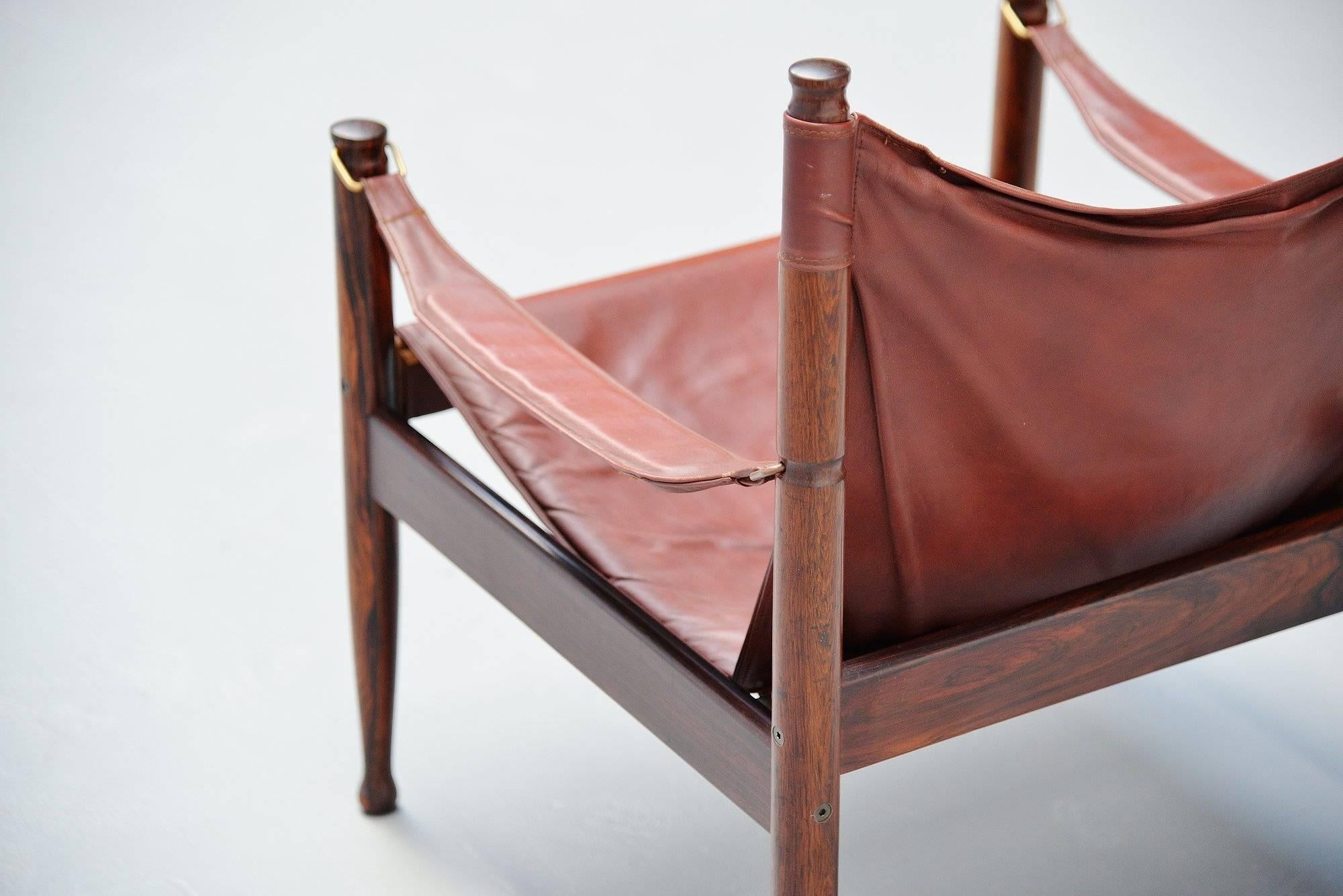 Erik Worts Safari Chair for Niels Eilersen, Denmark, 1960 In Excellent Condition For Sale In Roosendaal, Noord Brabant