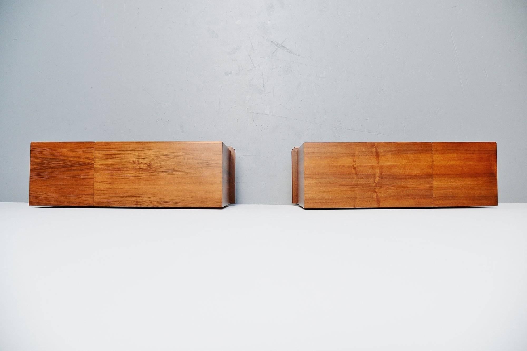 Dutch Rudolf Glatzel Pair of Walnut Credenzas, Fristho, Holland, 1955