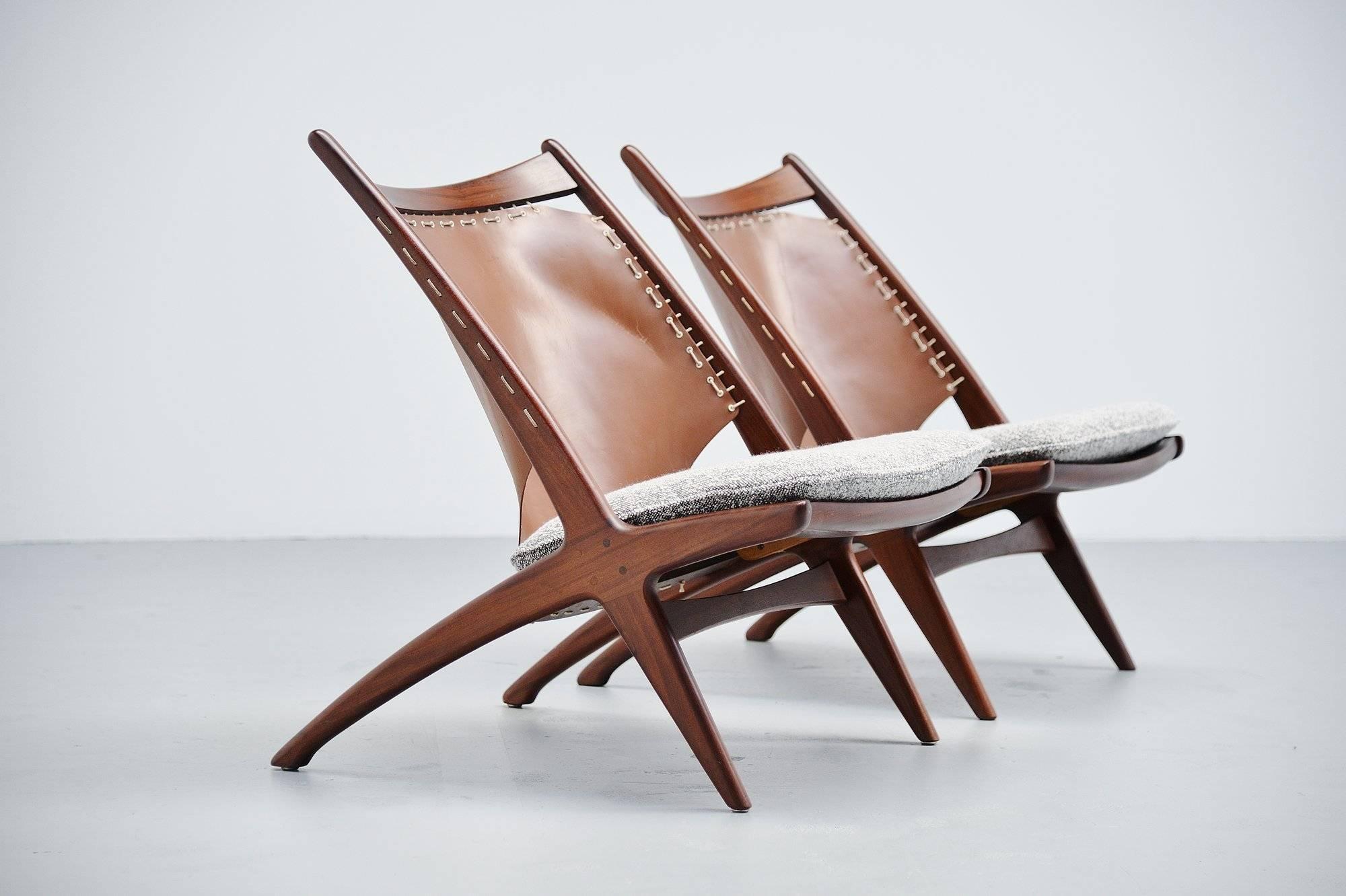 Scandinavian Modern Frederik Kayser Krysset Chairs, Gustav Bahus, Norway, 1955