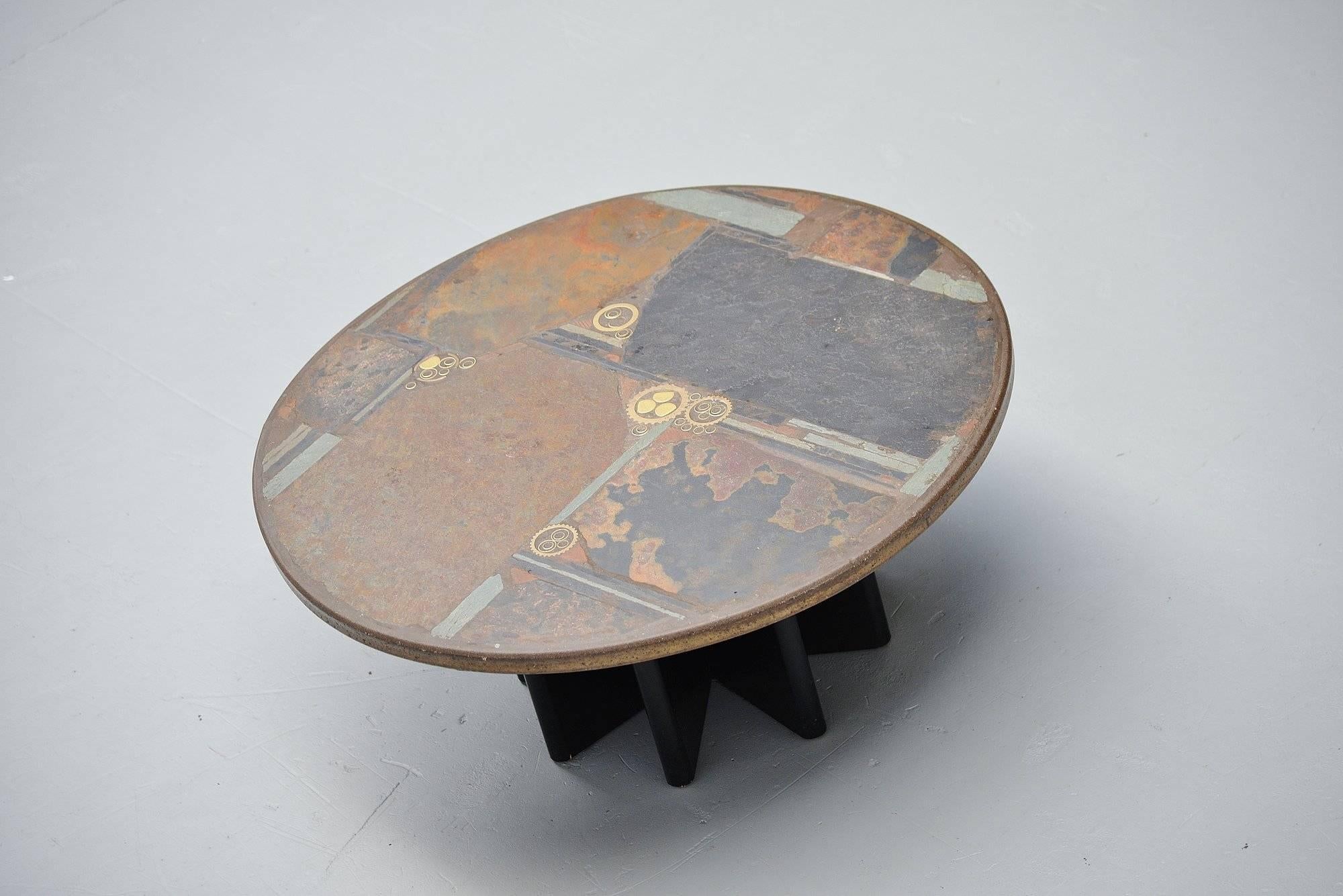 Mid-Century Modern Marcus Kingma Round Artwork Coffee Table, Holland, 1981