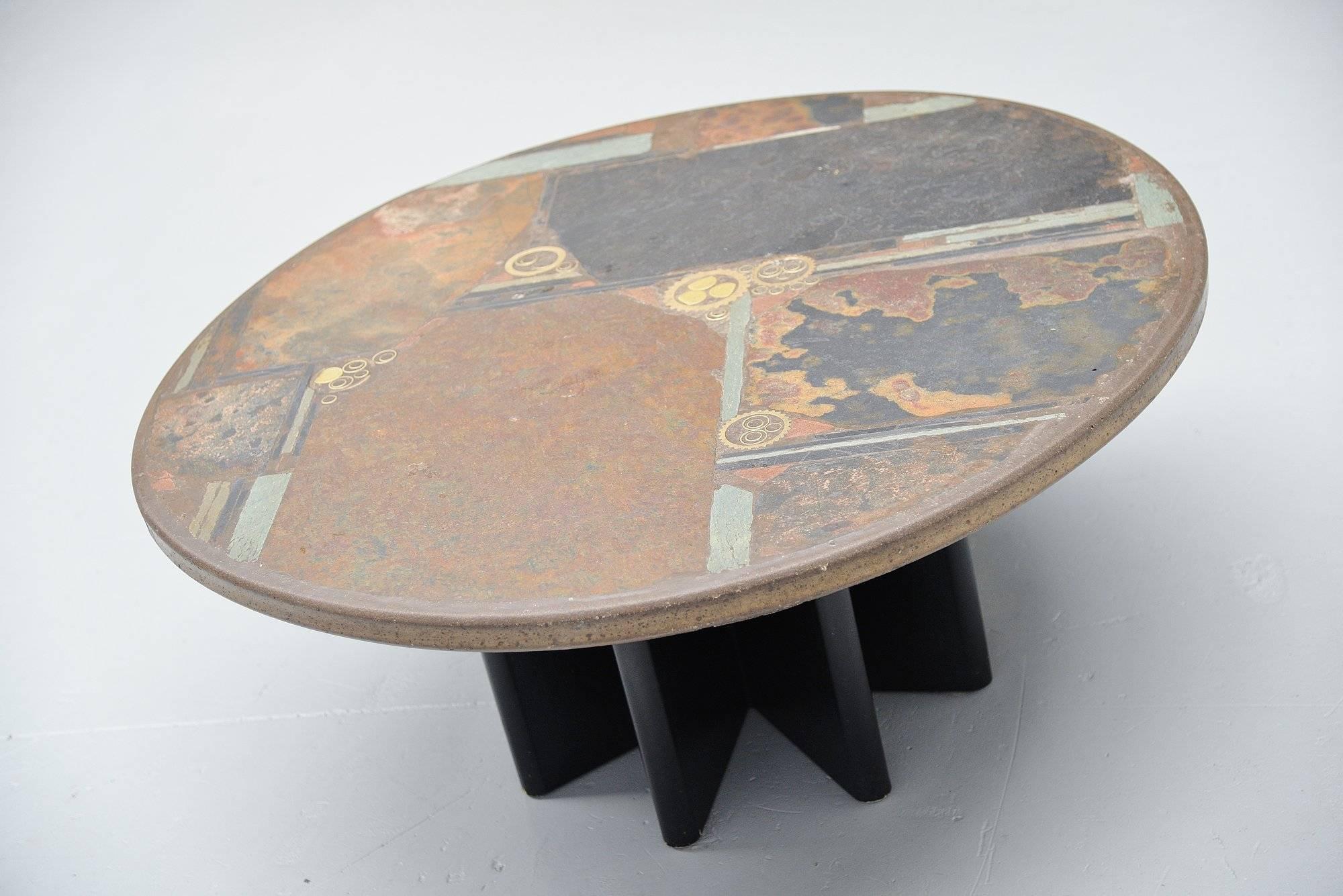 Late 20th Century Marcus Kingma Round Artwork Coffee Table, Holland, 1981