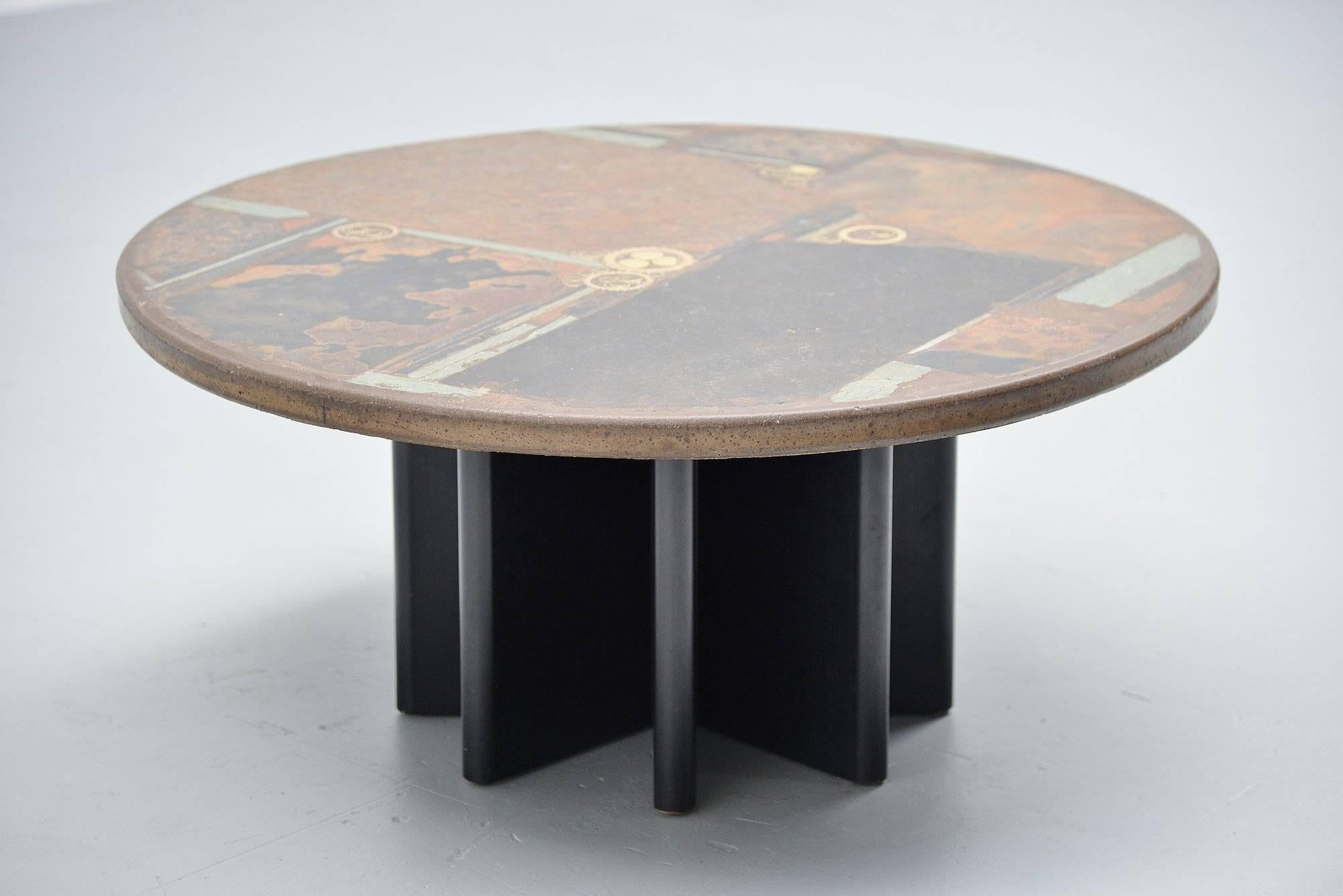 Marcus Kingma Round Artwork Coffee Table, Holland, 1981 In Excellent Condition In Roosendaal, Noord Brabant