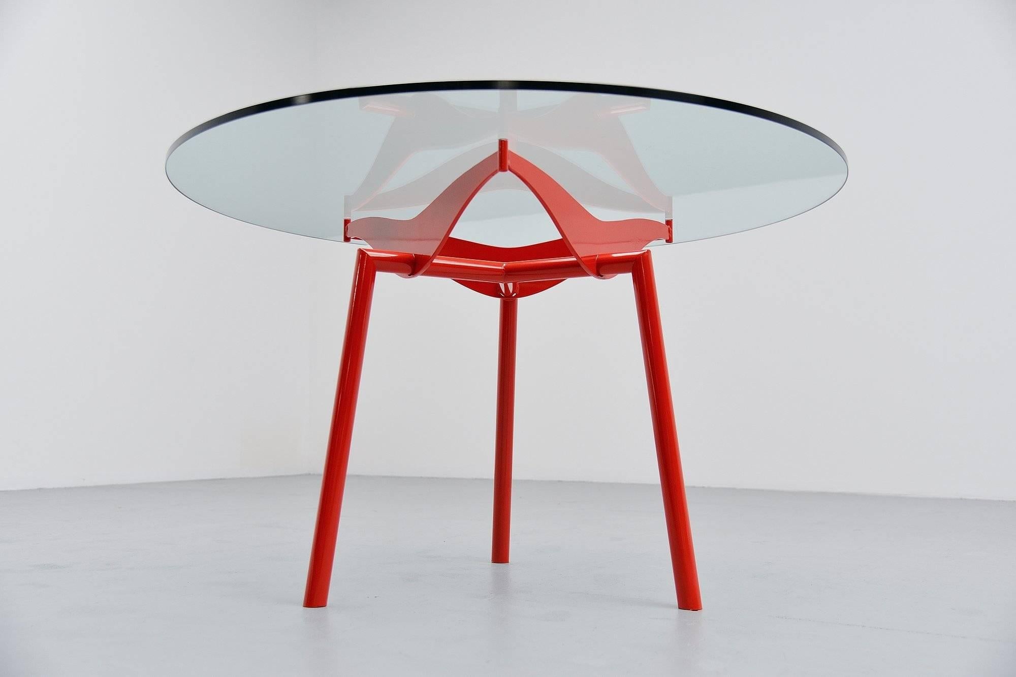 Mid-20th Century Industrial Round Dining Table in Prouve Perriand Style, 1960