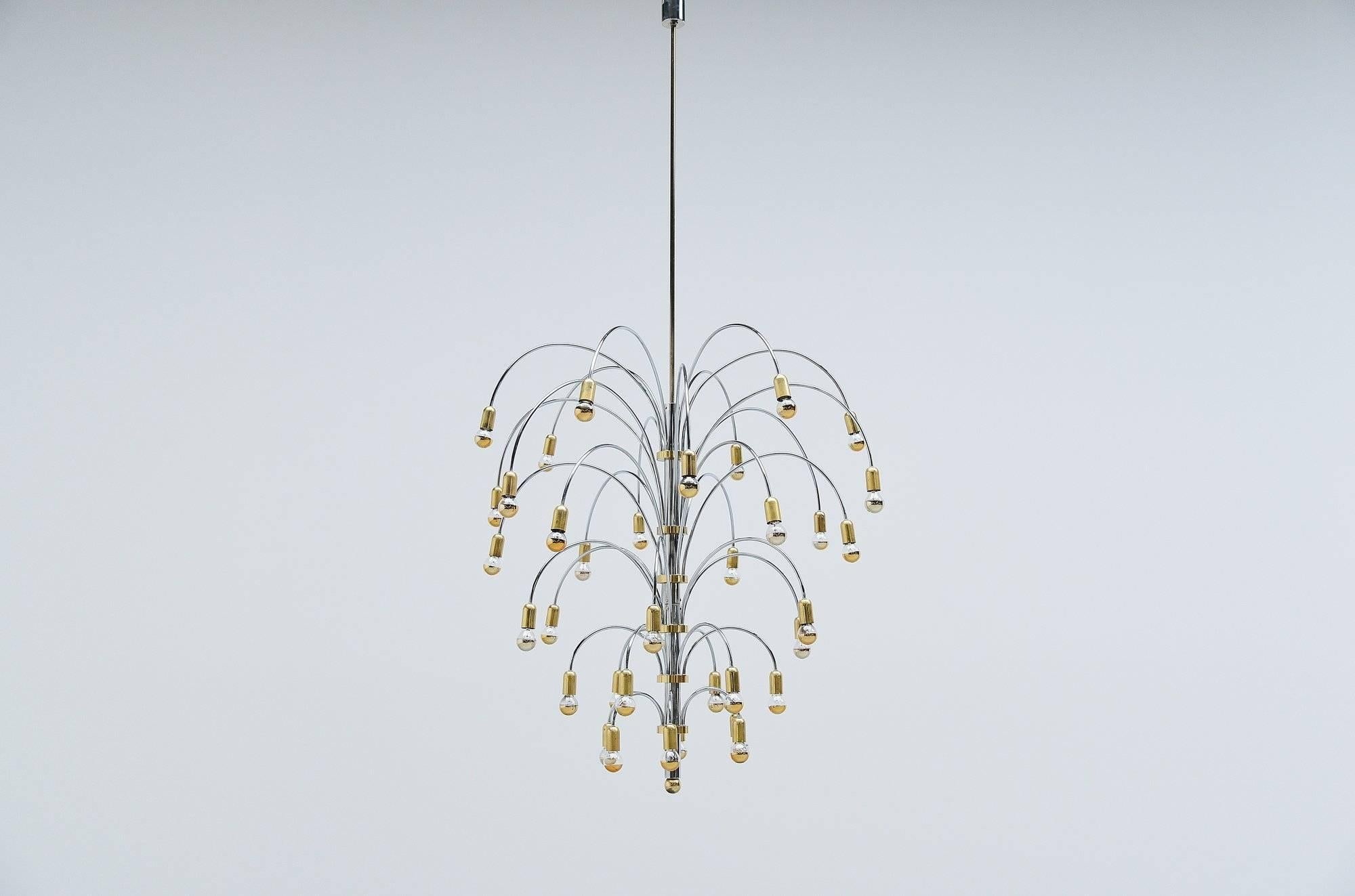 Extra Large Chandelier in Chrome and Brass, Italy, 1970 2