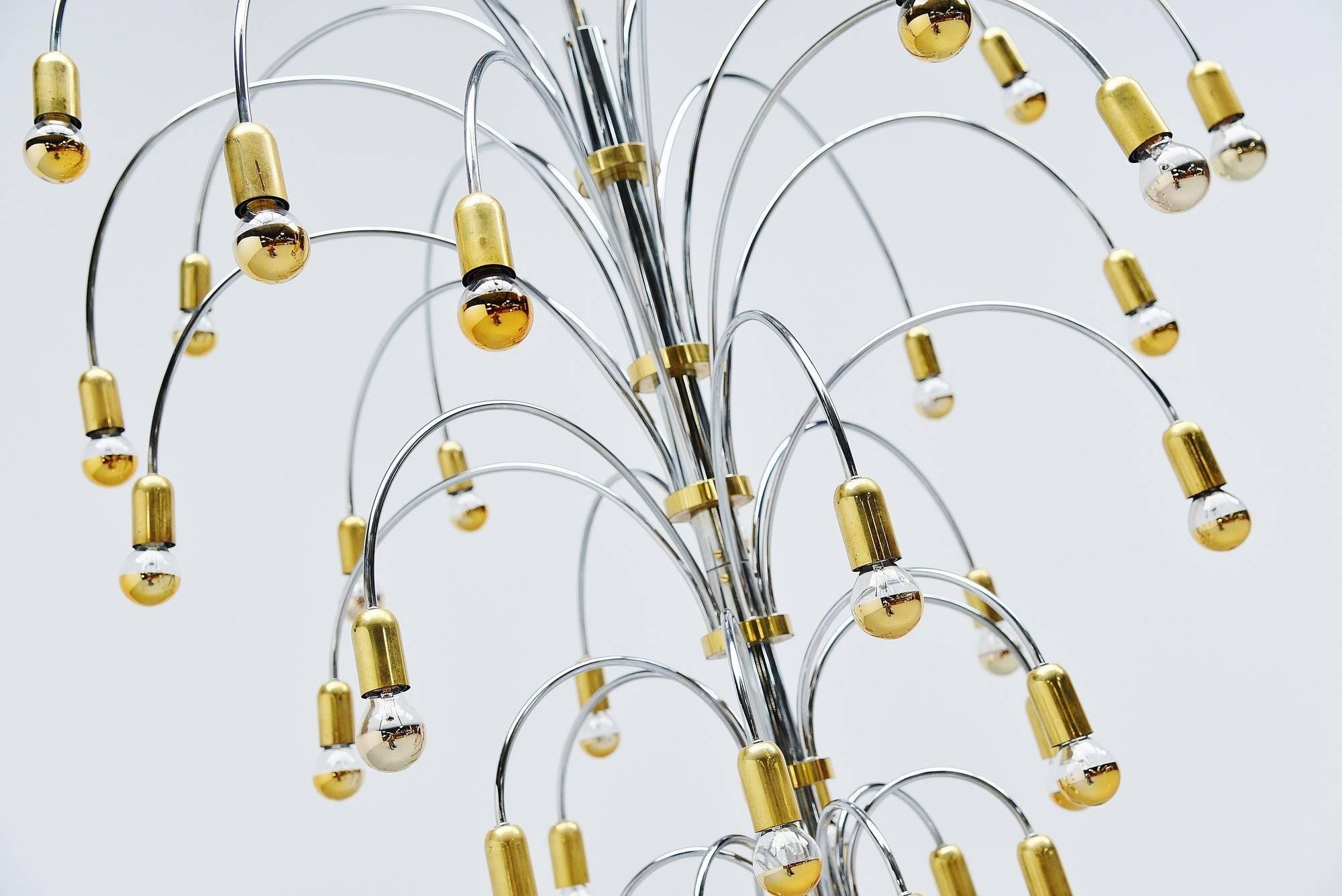 Extra Large Chandelier in Chrome and Brass, Italy, 1970 1
