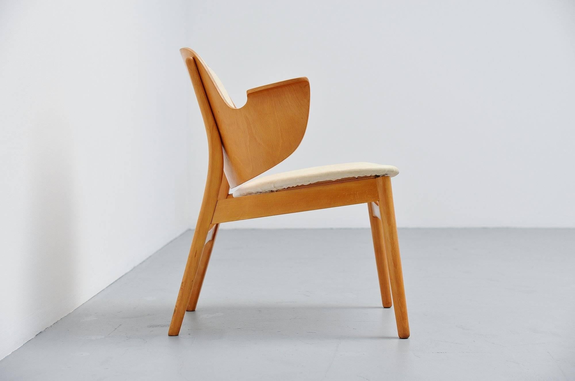 Danish Hans Olsen Birch Plywood Lounge Chair Bramin Denmark, 1950