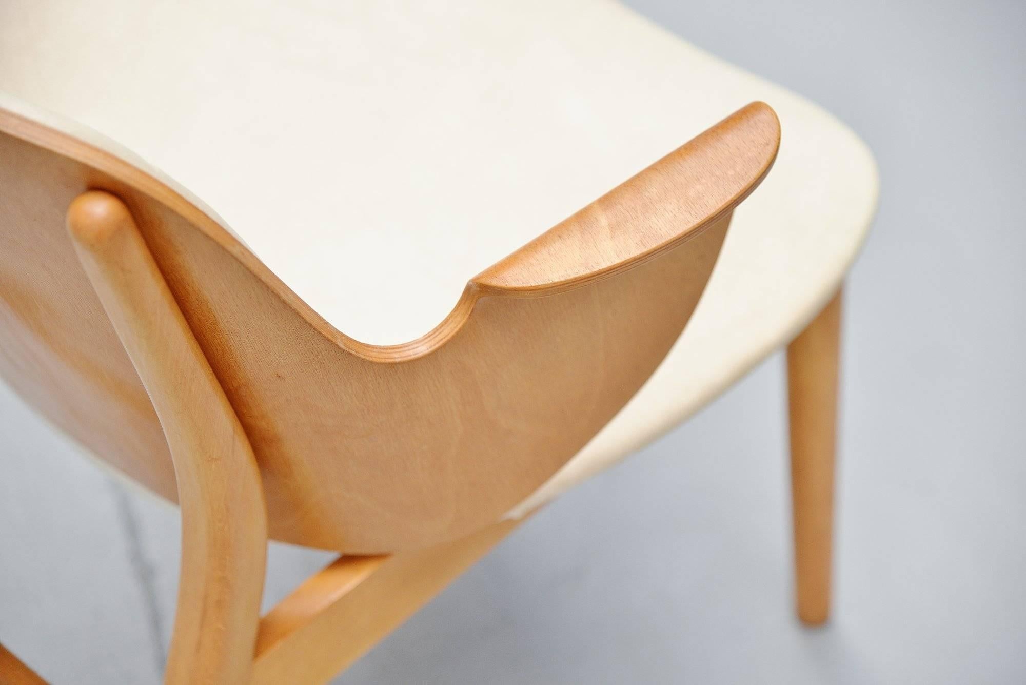 Faux Leather Hans Olsen Birch Plywood Lounge Chair Bramin Denmark, 1950