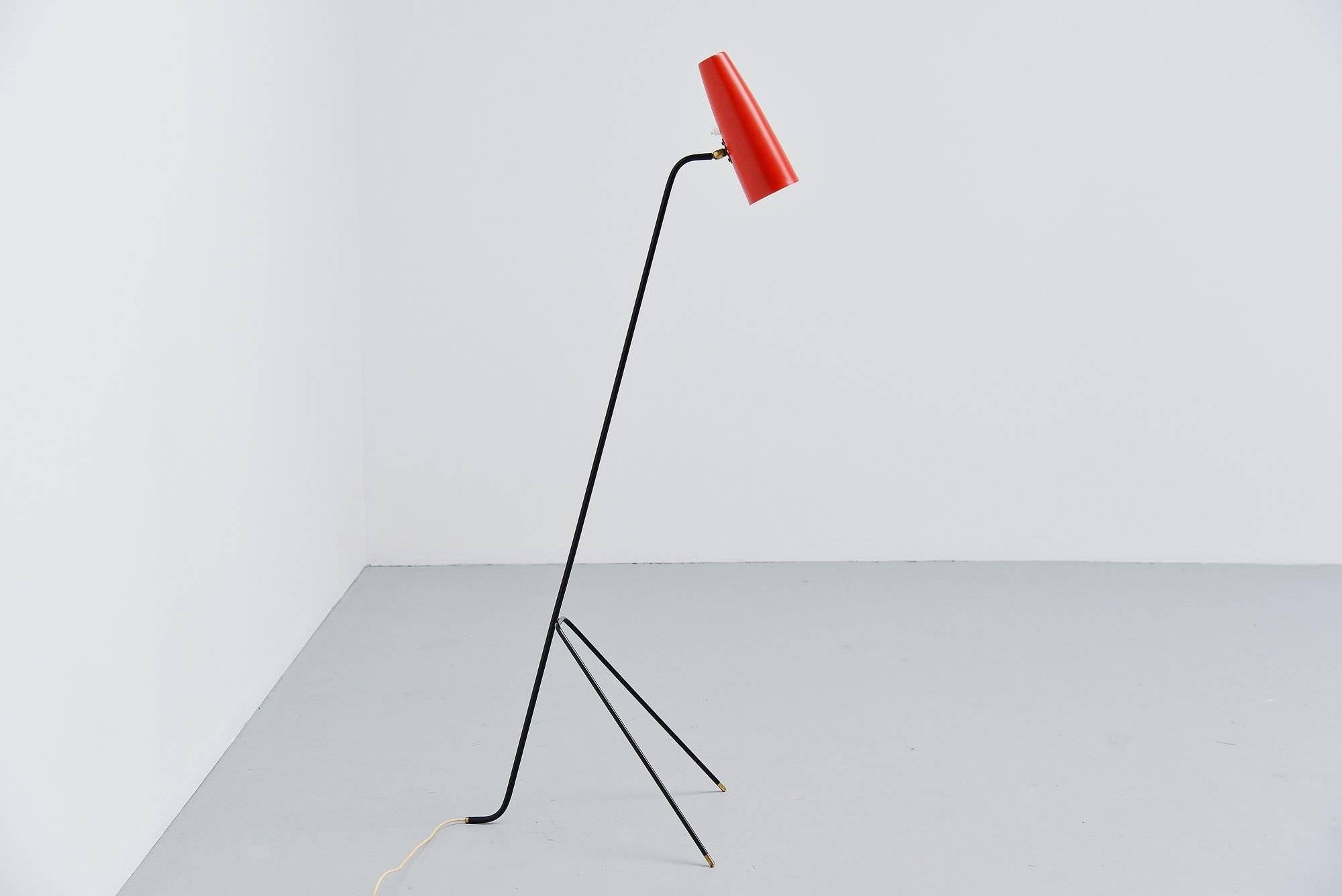 Cold-Painted Grasshopper Floor Lamp, Sweden, 1950 ASEA Style