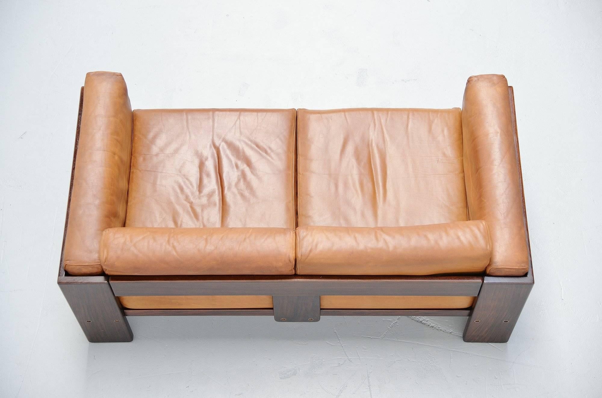 Leather Afra e Tobia Scarpa Two-Seat Bastiano Sofa for Gavina, Italy, 1968