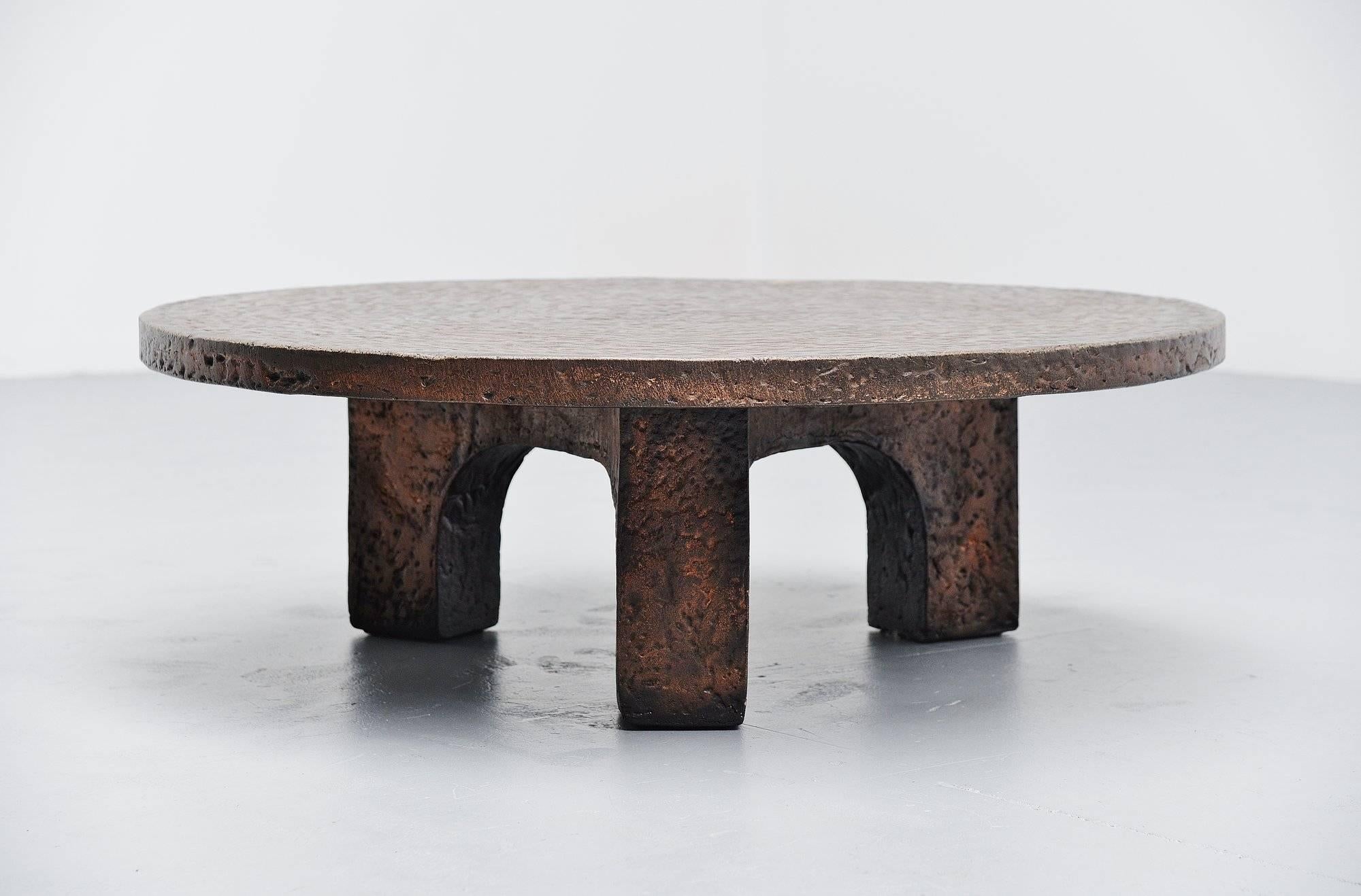 Molded Ado Chale Style Brutalist Coffee Table, France, 1970