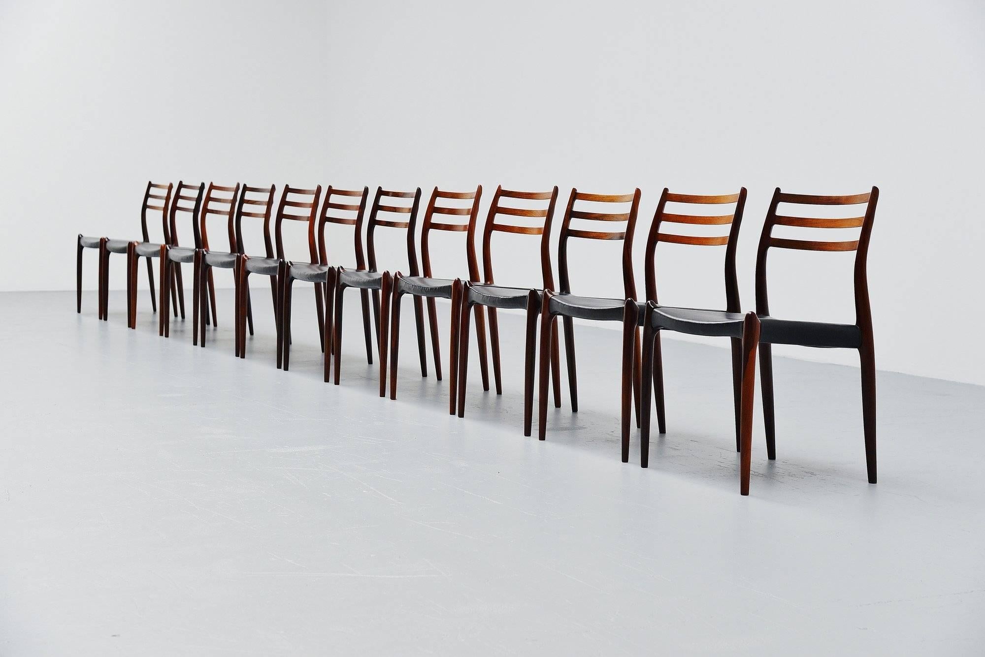 Scandinavian Modern Niels Moller Model 78 Dining Chairs in Rosewood Denmark, 1962