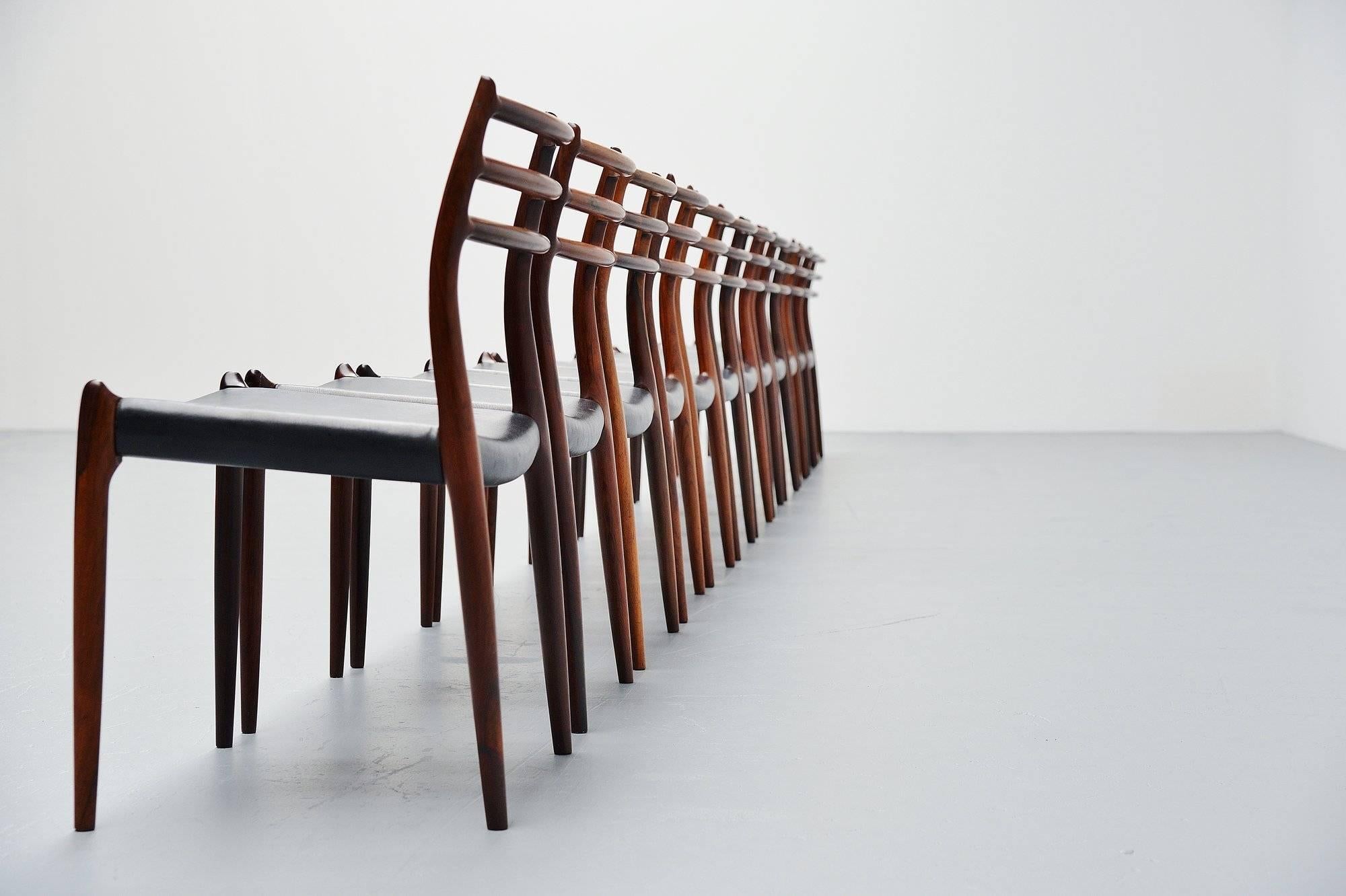 Danish Niels Moller Model 78 Dining Chairs in Rosewood Denmark, 1962