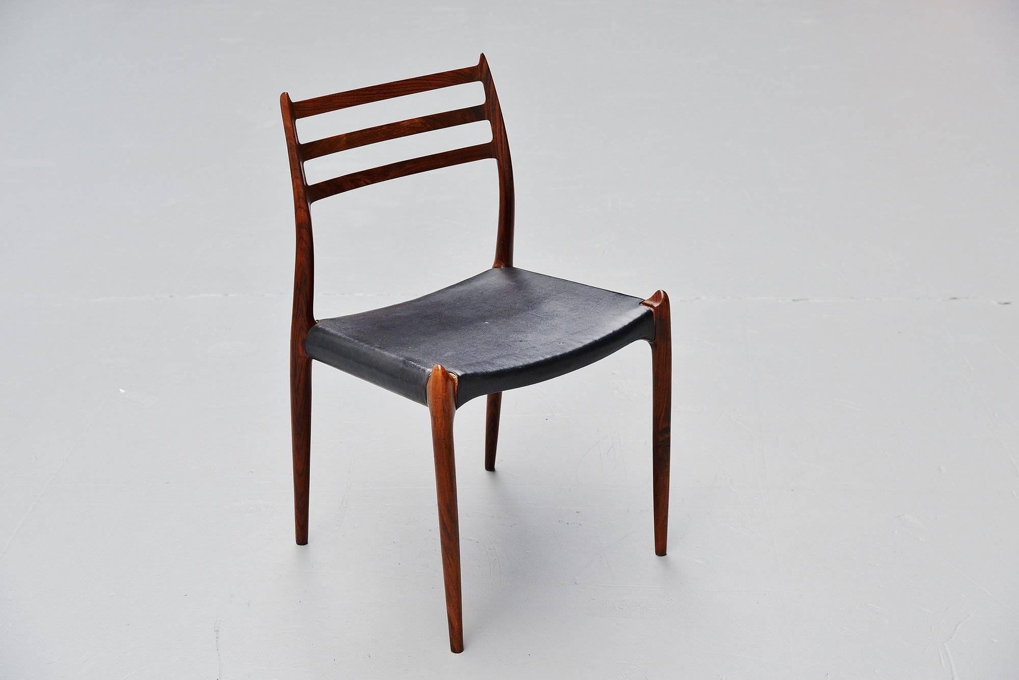 Mid-20th Century Niels Moller Model 78 Dining Chairs in Rosewood Denmark, 1962