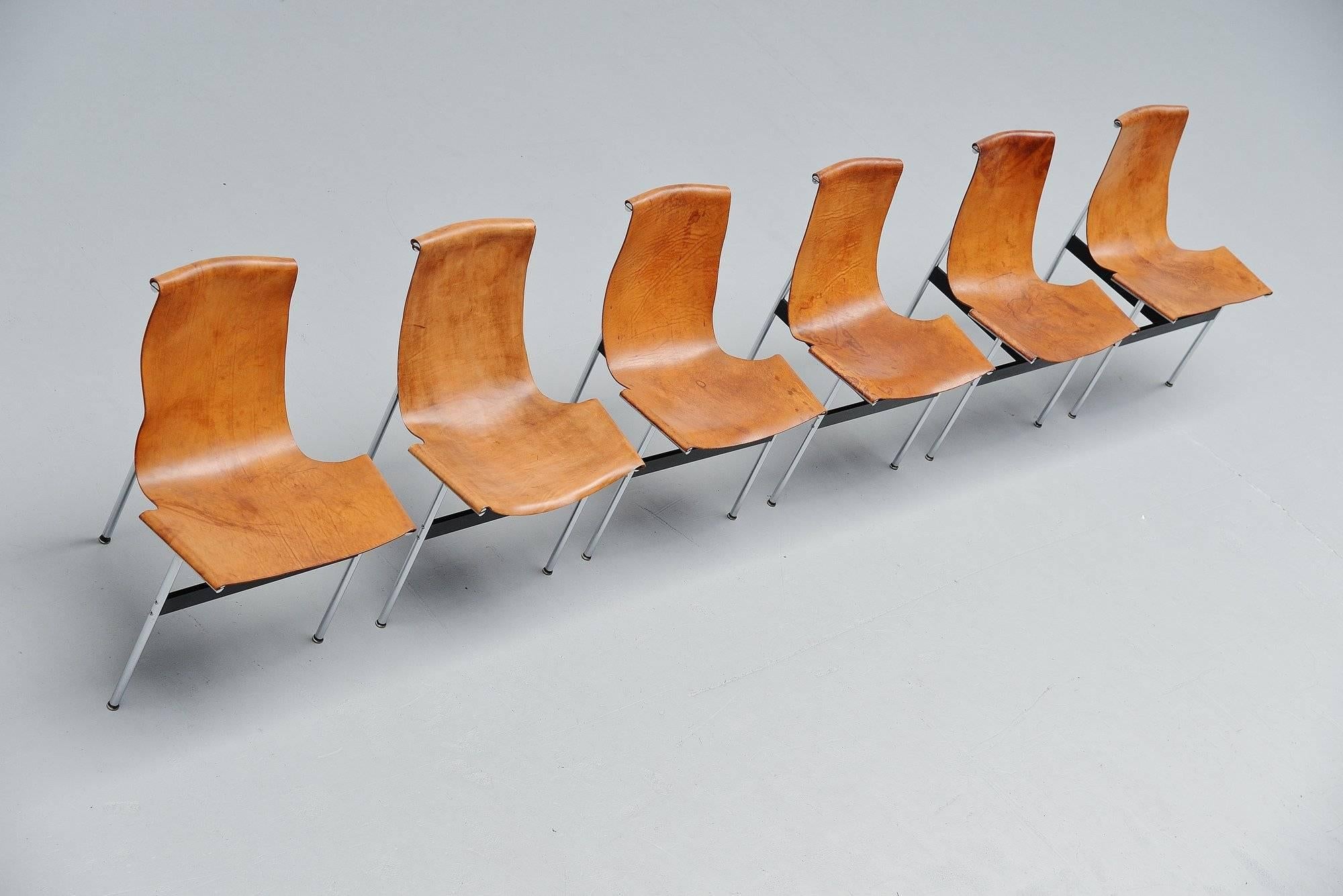 Plated Katavolos, Kelley and Littell T-chairs ICF de Padova, Italy, 1952