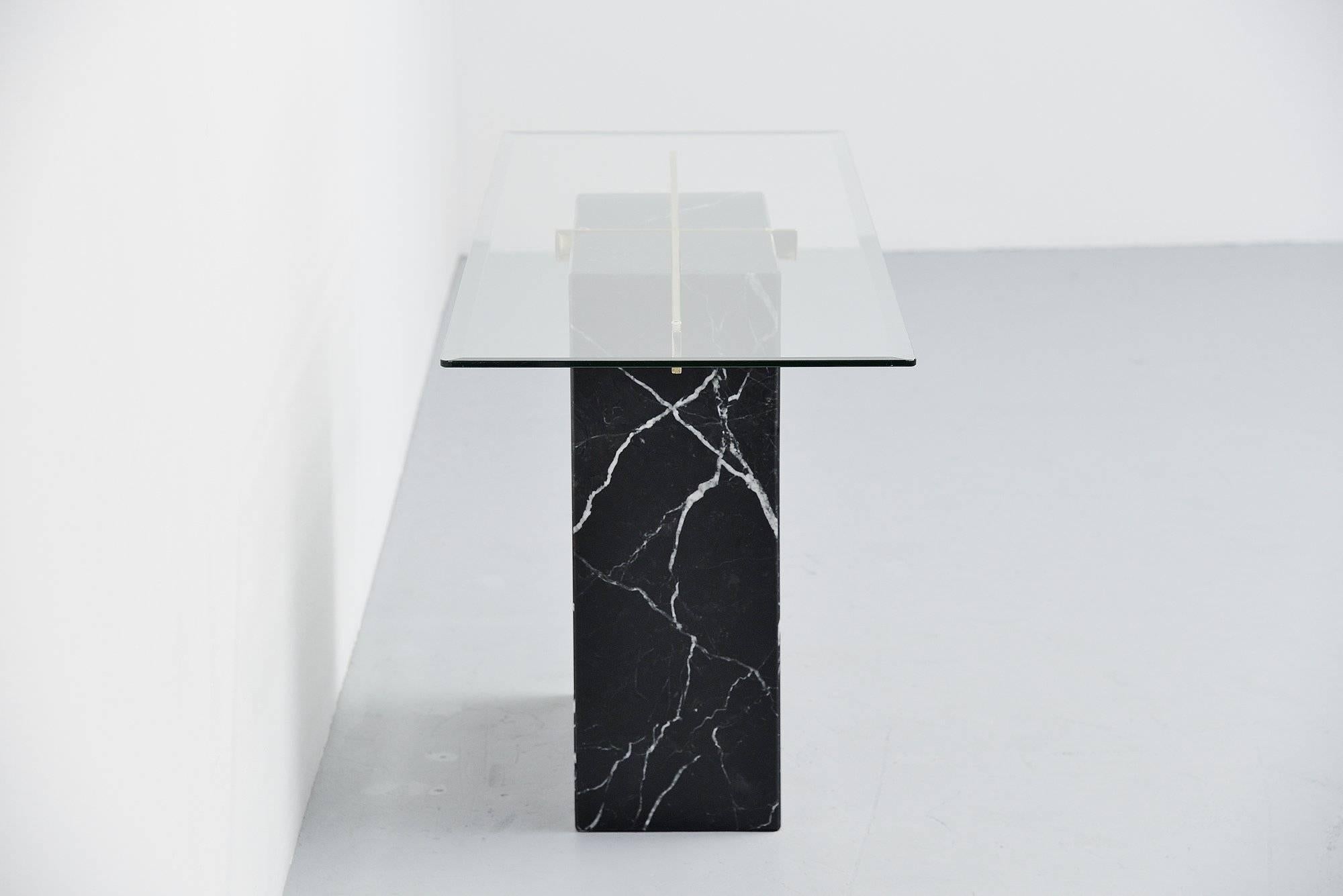 Late 20th Century Artedi Console Table in Black Marble, Italy, 1970