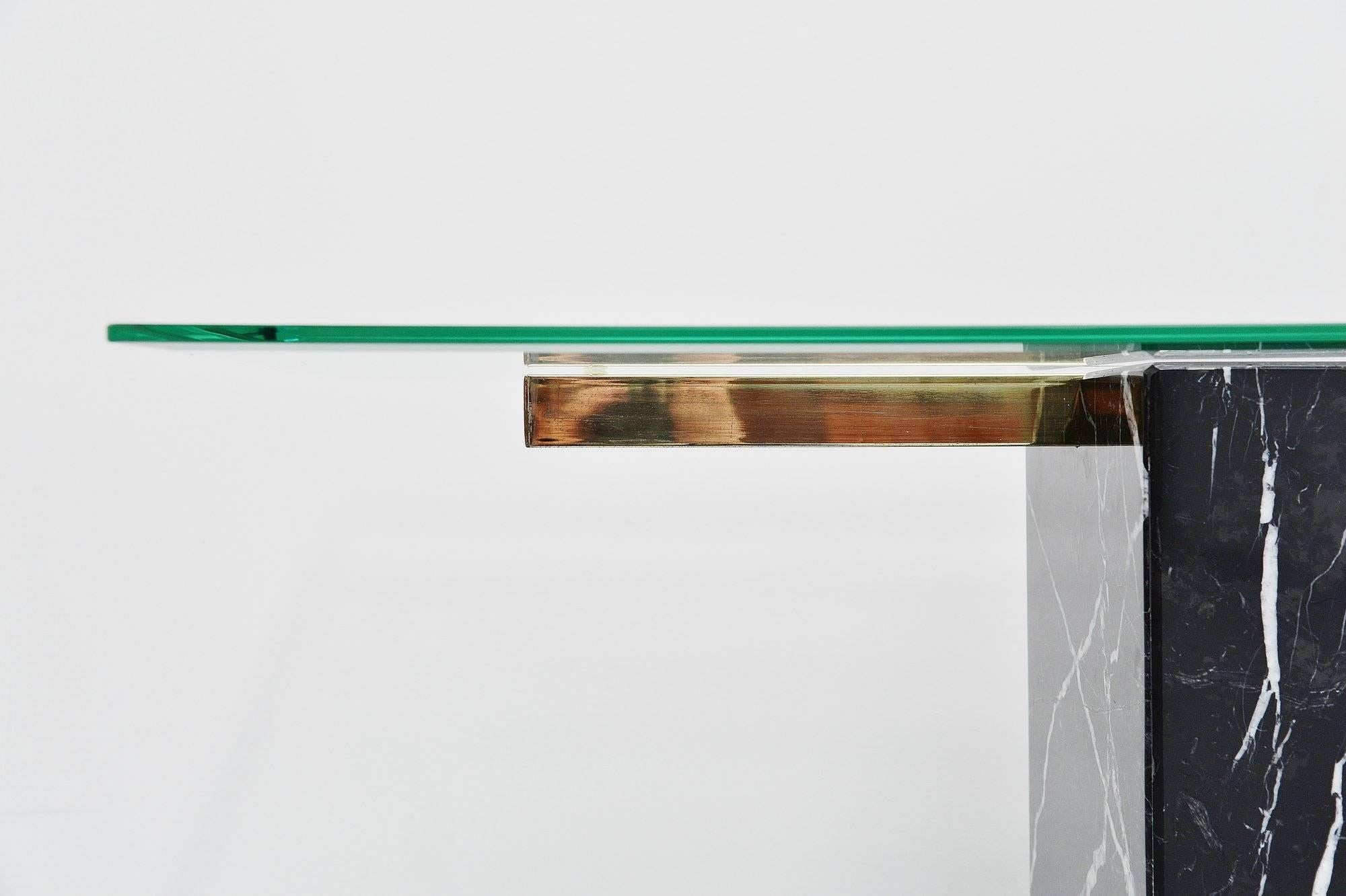 Mid-Century Modern Artedi Console Table in Black Marble, Italy, 1970