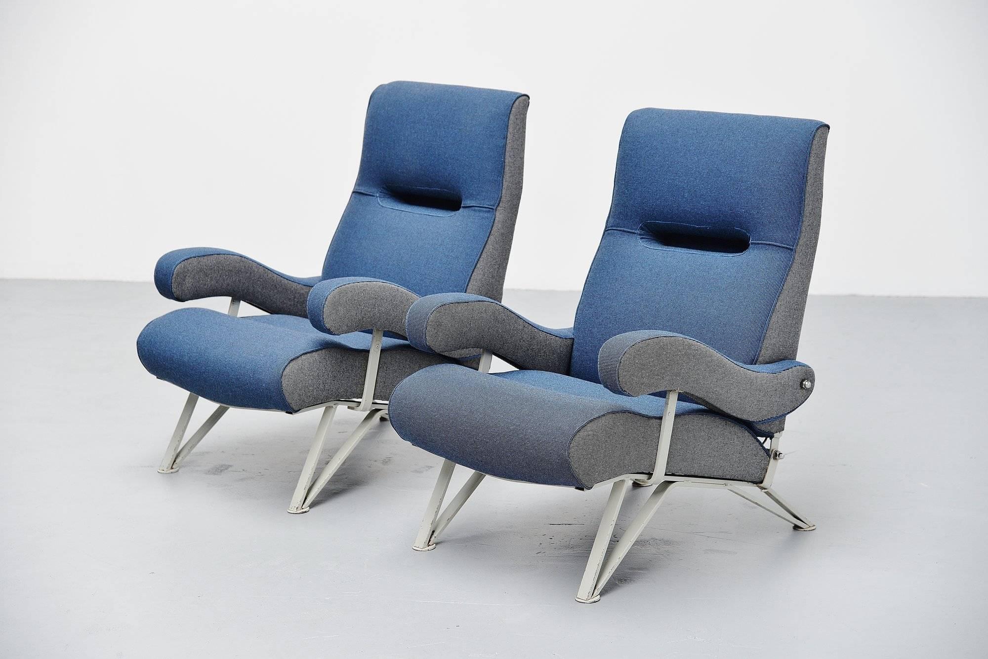 Mid-Century Modern Gianni Moscatelli Adjustable Lounge Chairs Formanova, Italy, 1959