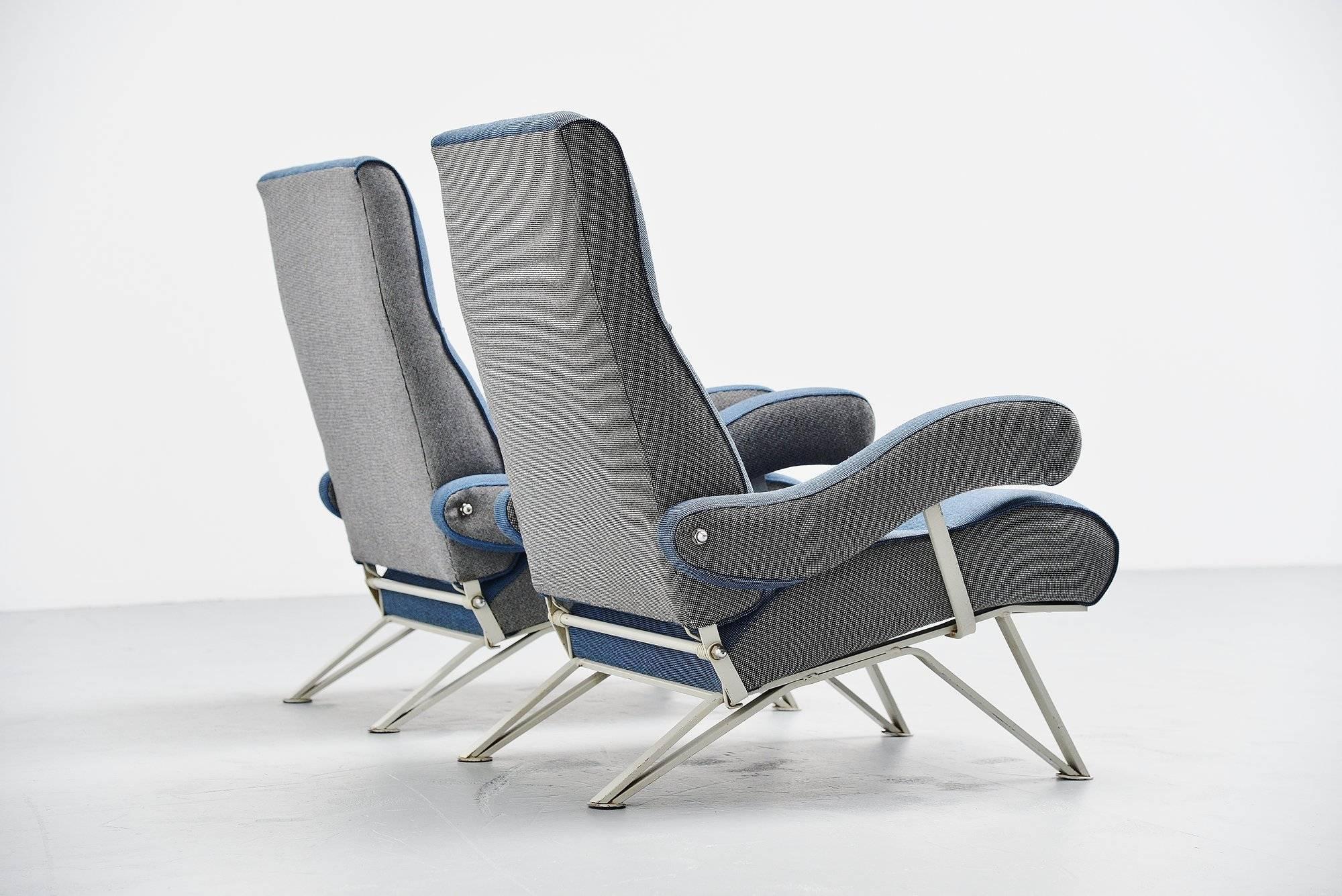 Cold-Painted Gianni Moscatelli Adjustable Lounge Chairs Formanova, Italy, 1959