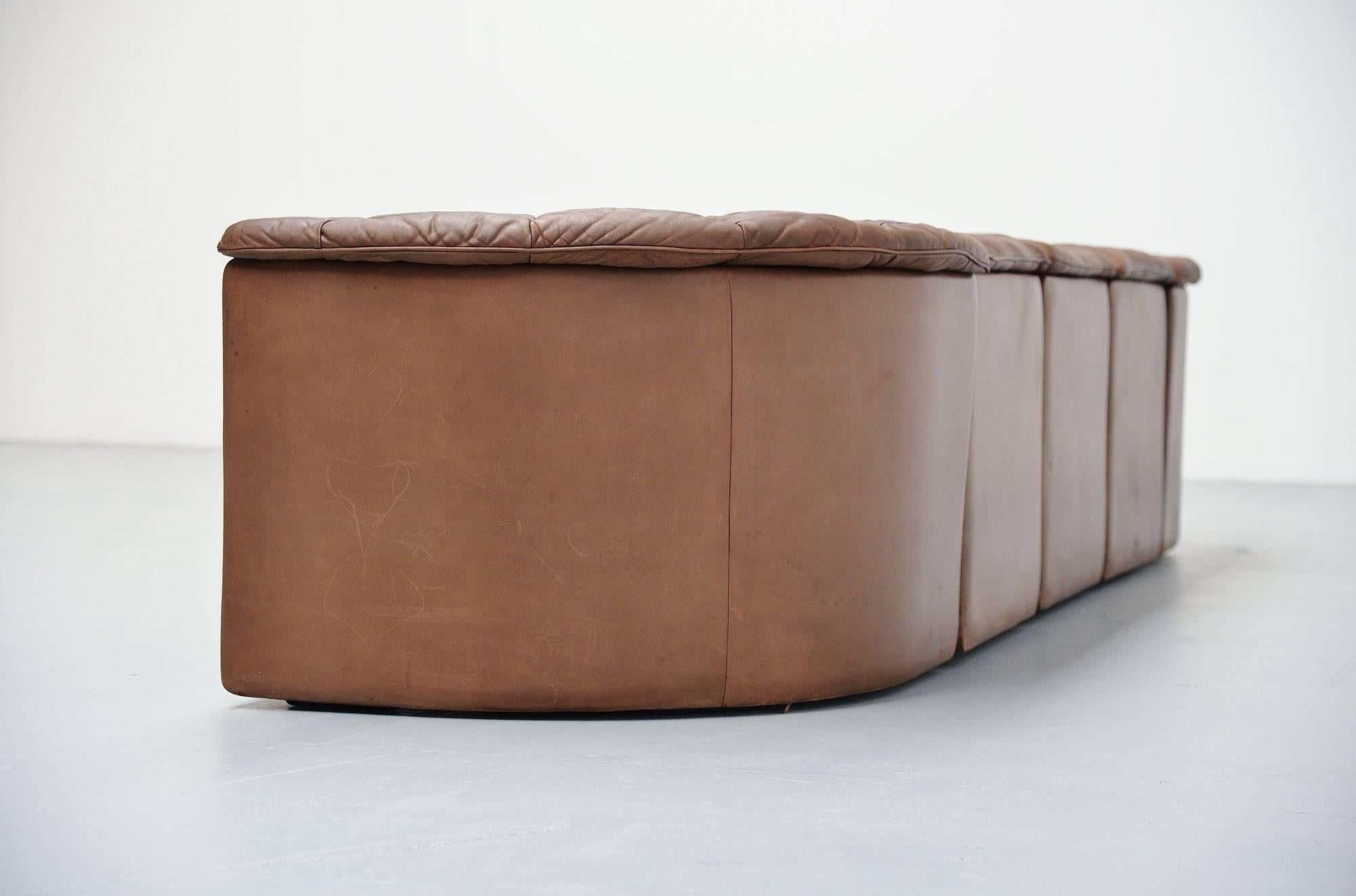 Swiss De Sede Ds11 Patchwork Sofa in Chocolate Brown, Switzerland