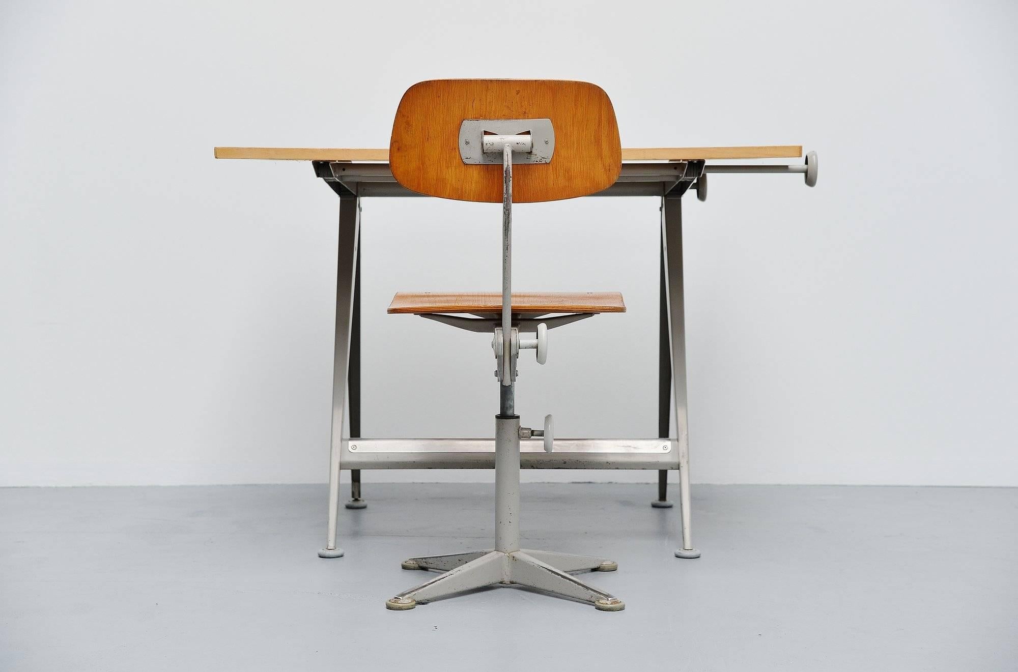 Cold-Painted Wim Rietveld Friso Kramer Reply Drafting Table, Holland, 1963