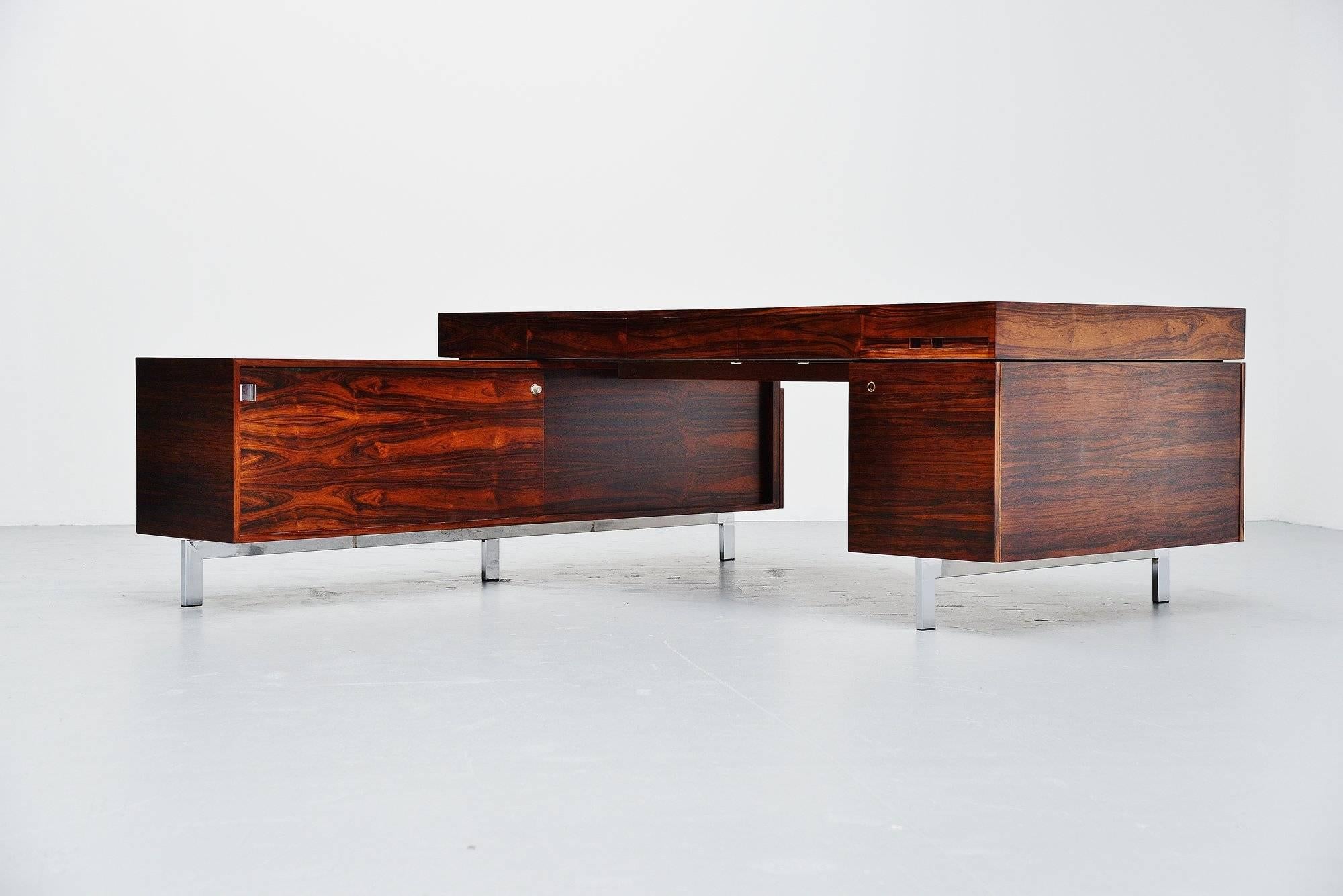 Plated Rosewood Conference Desk Made in Denmark, 1960