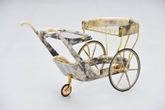 Servierwagen aus Ziegenleder Tura von Aldo Tura, Mailand, 1960, Italien