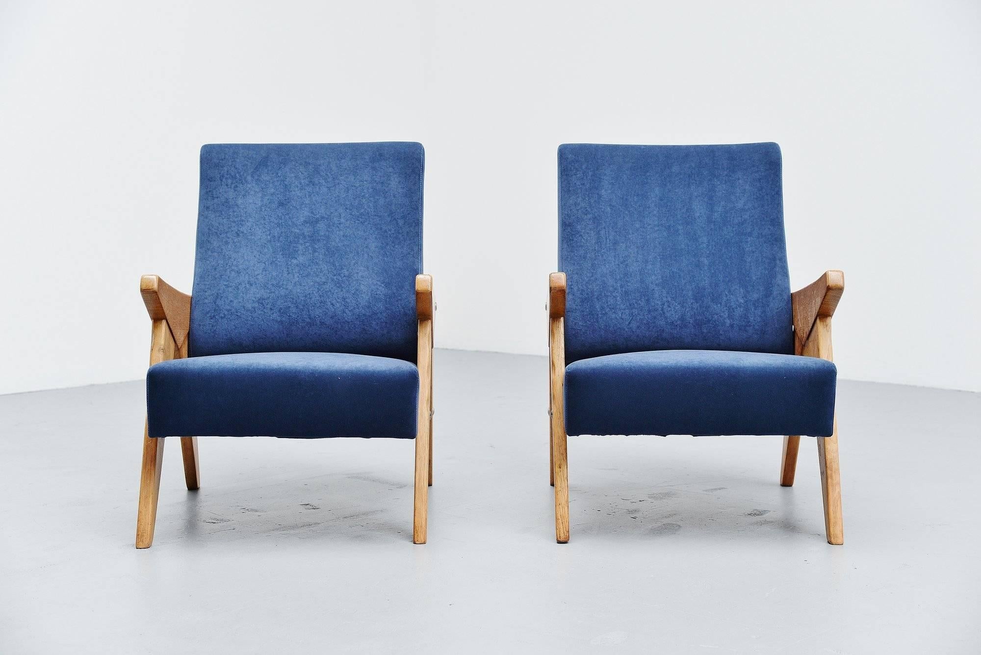 Mid-20th Century Guillerme et Chambron Lounge Chairs, France, 1960