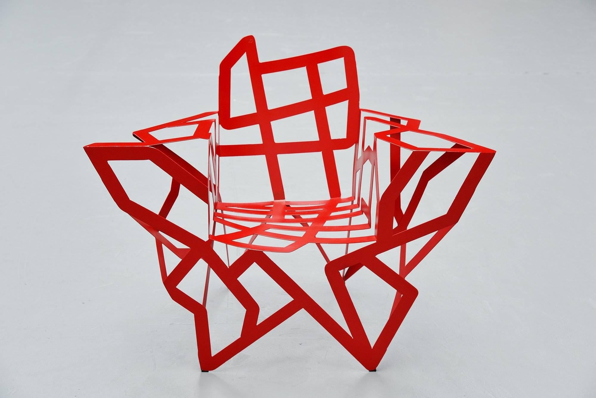 Cold-Painted Gérard Coquelin Zig Zag Chair, France, 1990