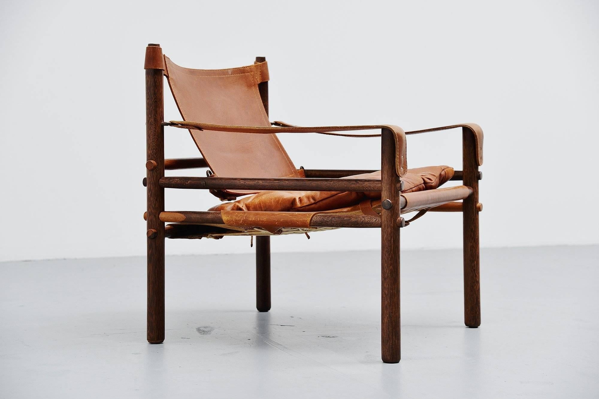 Scandinavian Modern Arne Norell Sirocco Chair in Cognac Leather, Sweden, 1964