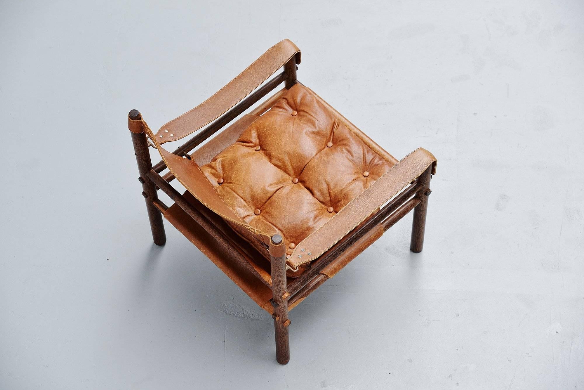 Swedish Arne Norell Sirocco Chair in Cognac Leather, Sweden, 1964