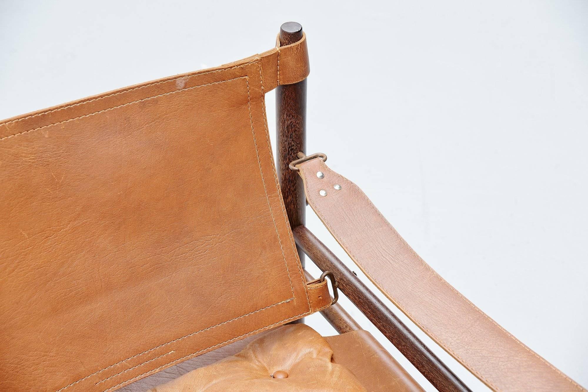 Mid-20th Century Arne Norell Sirocco Chair in Cognac Leather, Sweden, 1964