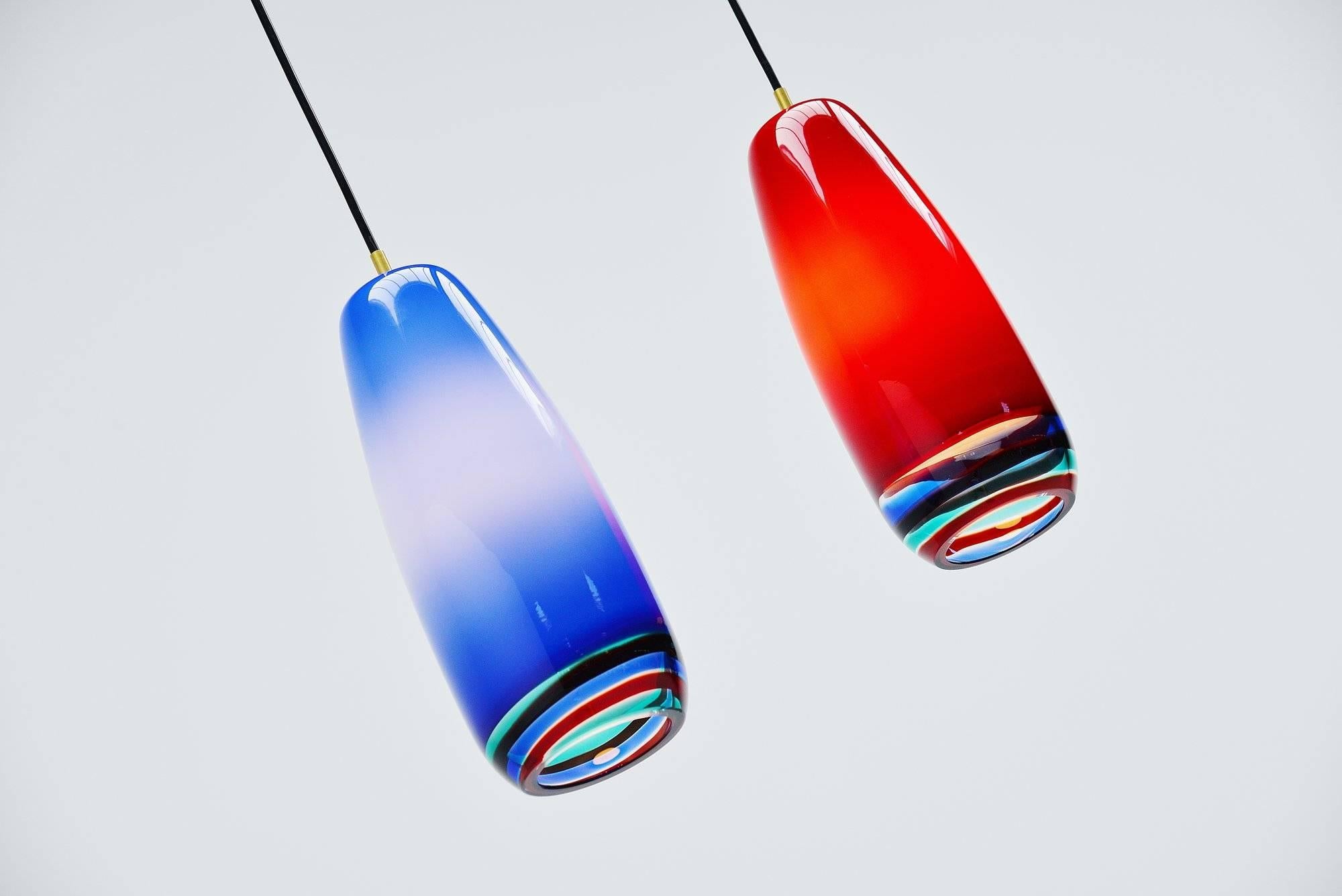 Massimo Vignelli Sigaro Pendants Pair by Venini, Italy, 1954 In Excellent Condition In Roosendaal, Noord Brabant