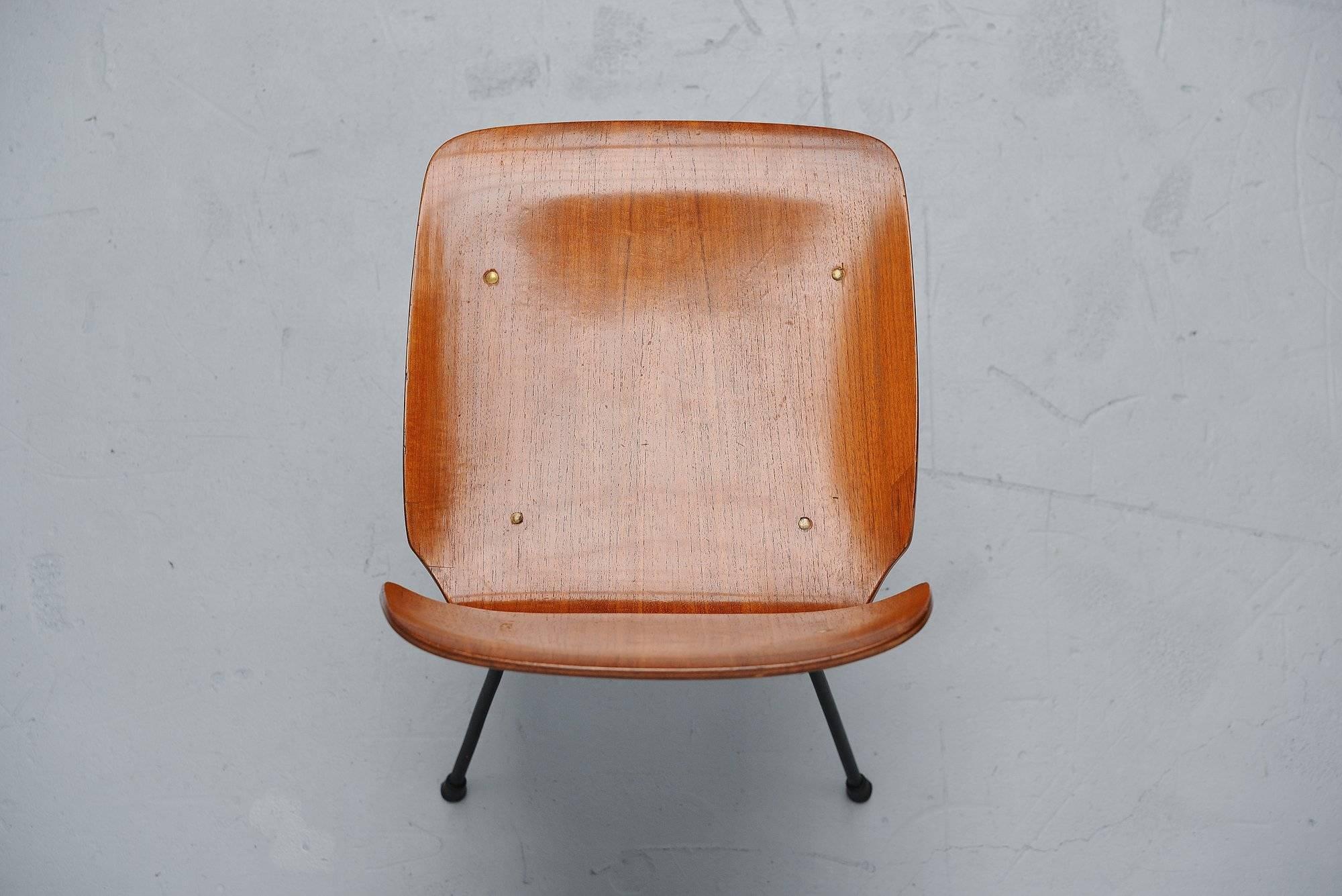 Mid-20th Century Carlo Ratti Side Chair in Plywood by Legni Curva, Italy, 1950