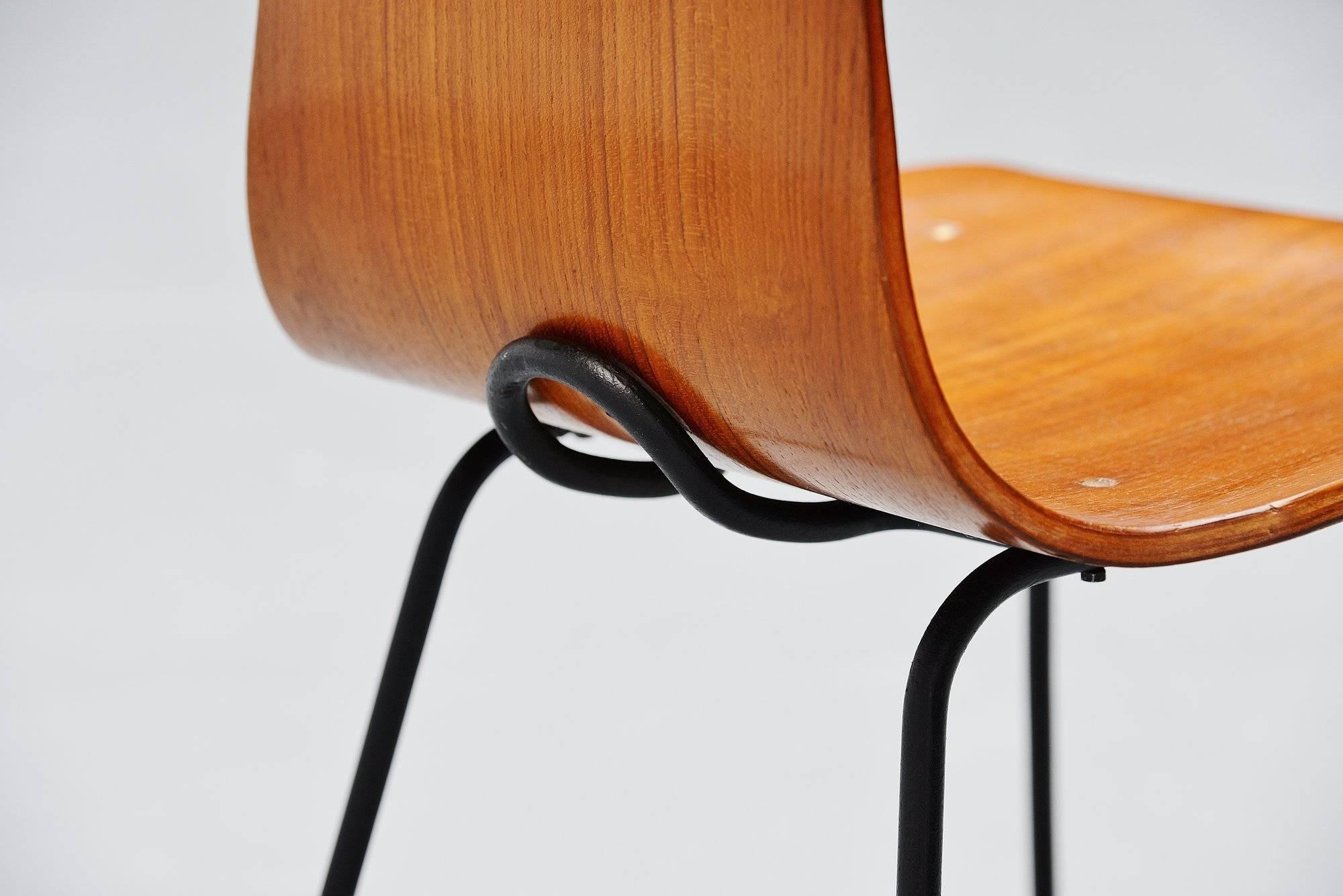 Mid-Century Modern Carlo Ratti Side Chair in Plywood by Legni Curva, Italy, 1950