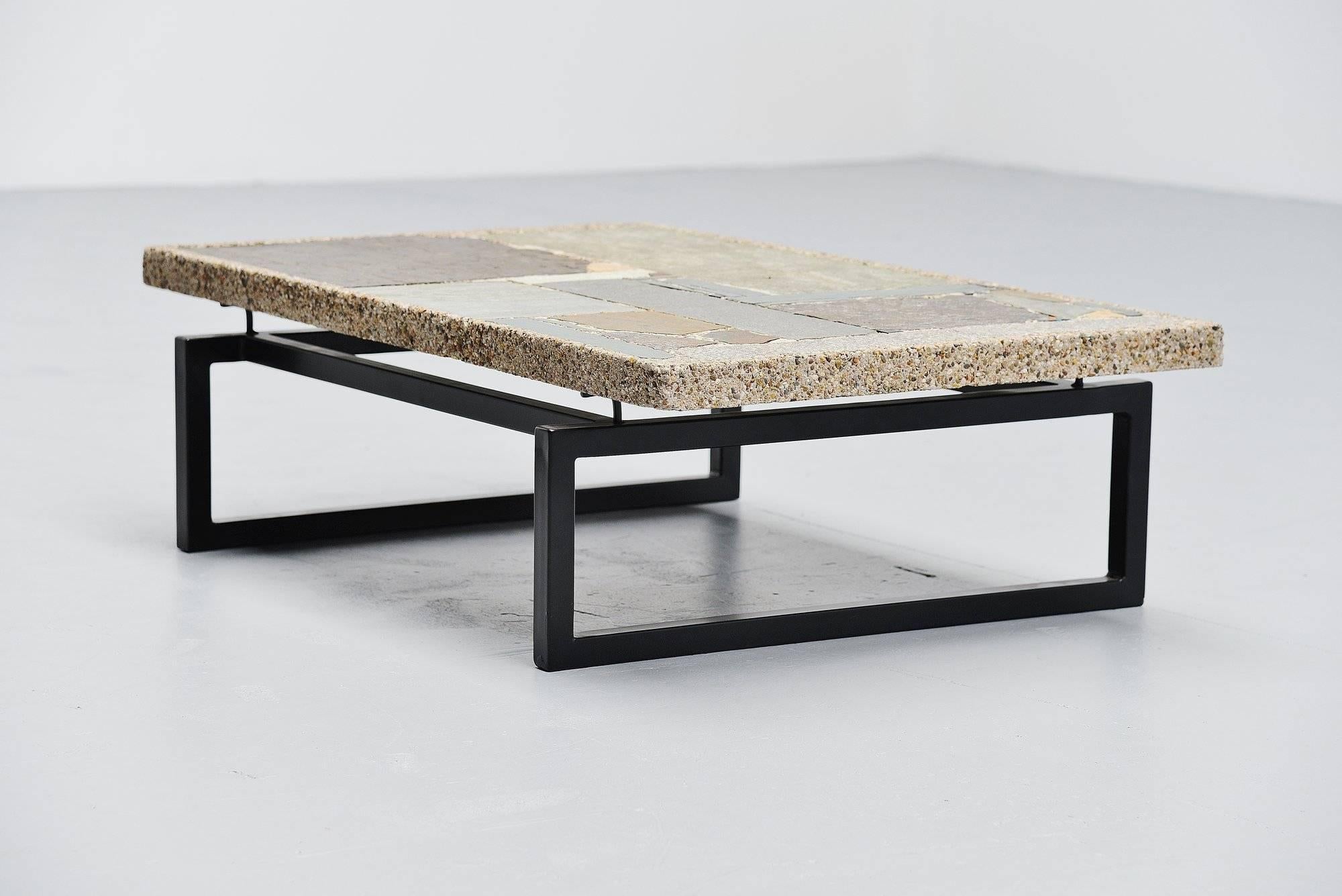 Mid-Century Modern Paul Kingma Coffee Table Abstract Artwork Holland 1962