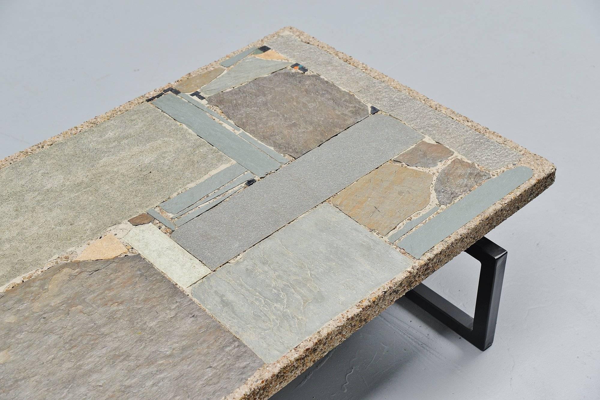 Cold-Painted Paul Kingma Coffee Table Abstract Artwork Holland 1962