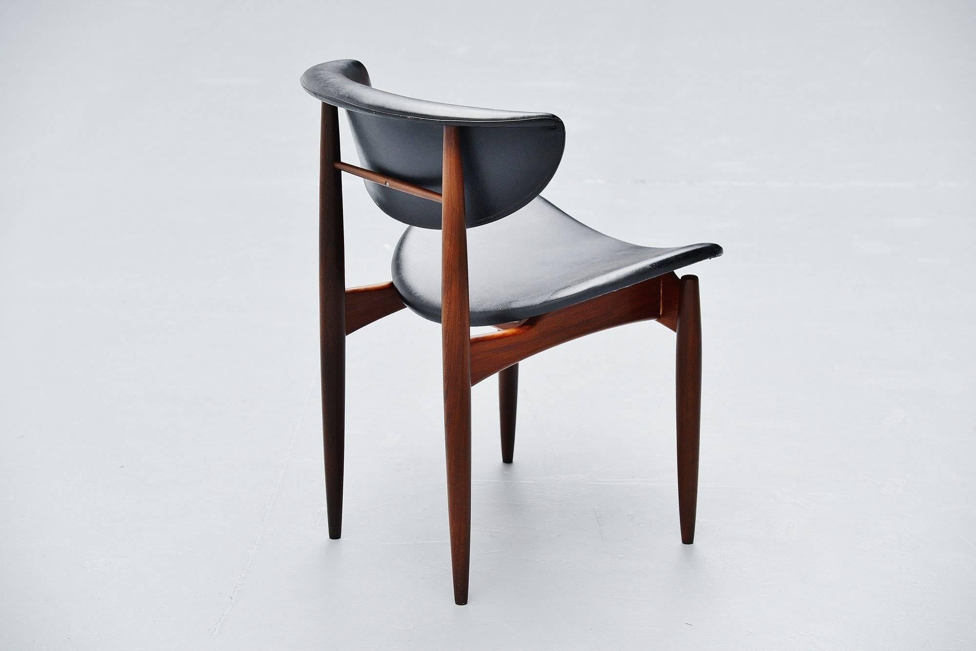 Danish Dining Chairs in Teak and Faux Leather, Denmark, 1960 2