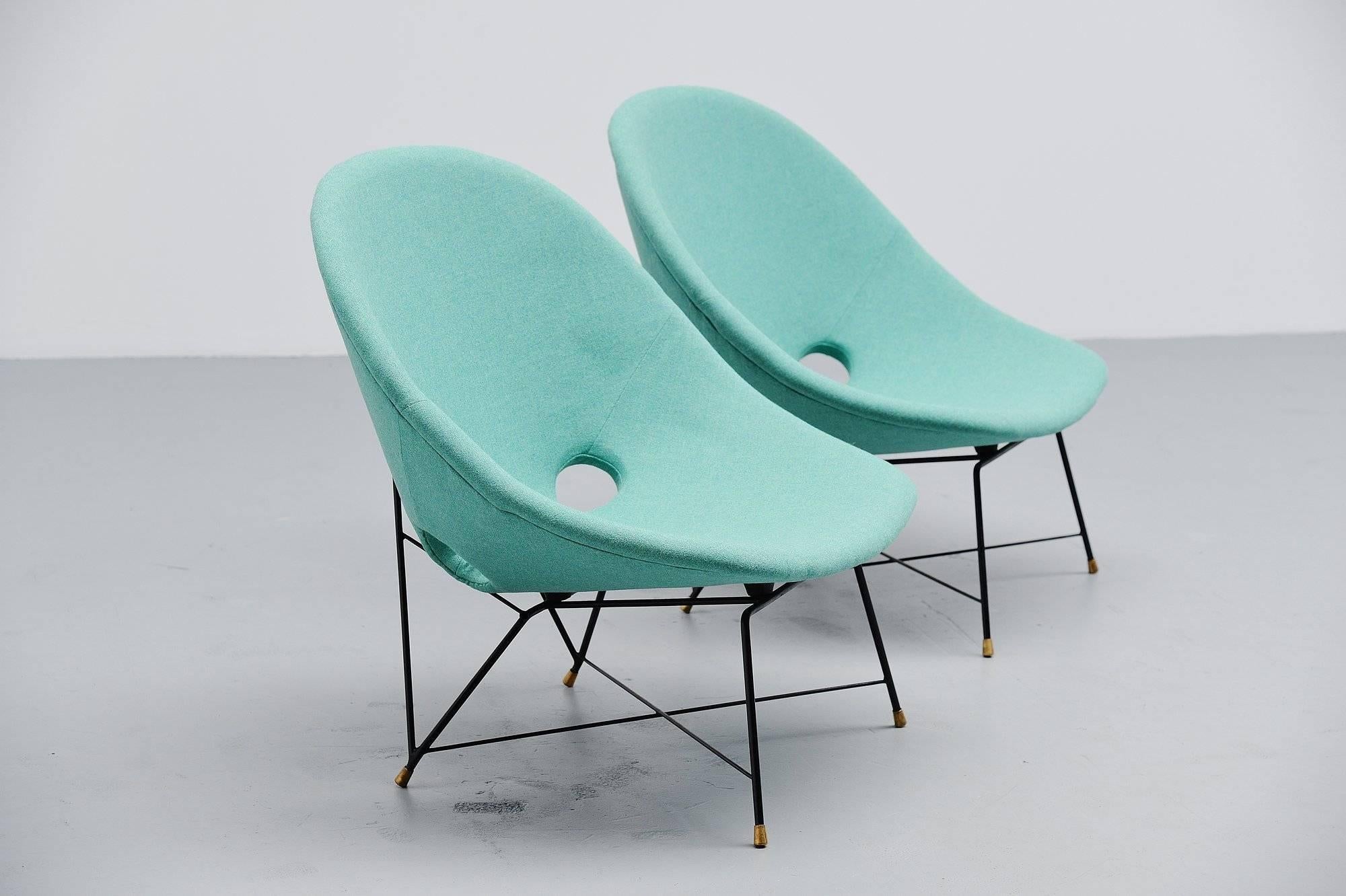 Augusto Bozzi Cosmos Lounge Chairs Saporiti Italia, 1954 In Excellent Condition In Roosendaal, Noord Brabant