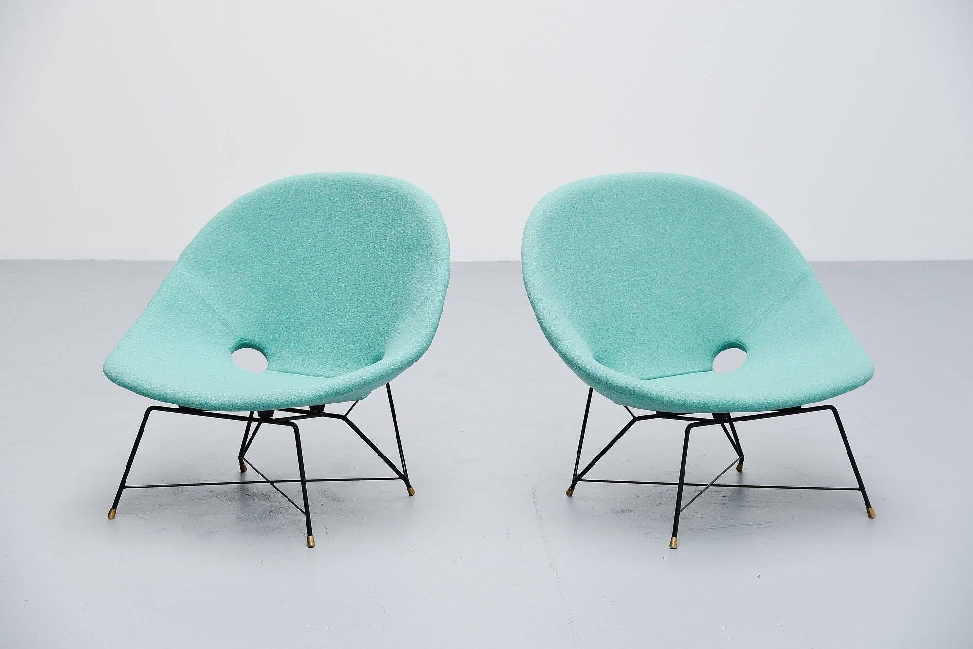 Cold-Painted Augusto Bozzi Cosmos Lounge Chairs Saporiti Italia, 1954