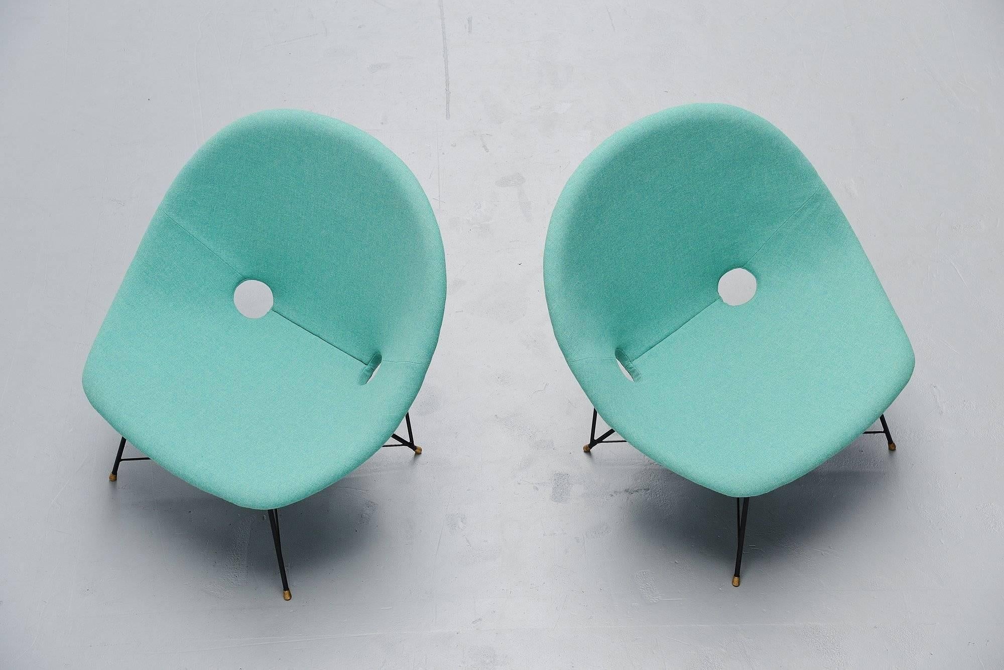 Mid-Century Modern Augusto Bozzi Cosmos Lounge Chairs Saporiti Italia, 1954